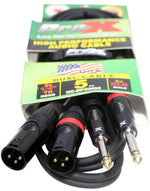 Prox XC-DPXM05 Unbalanced Dual 1/4" TS-M to Dual XLR-M High Performance Audio Cable - 5 Feet - Hollywood DJ