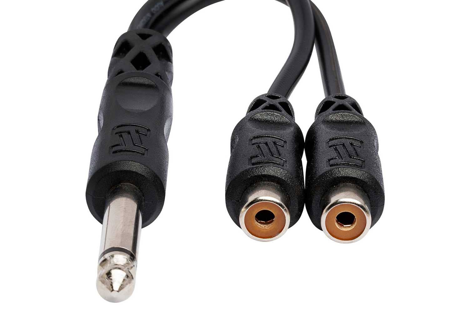 Hosa YPR-103 Y Cable 1/4 in TS to Dual RCAF - Hollywood DJ