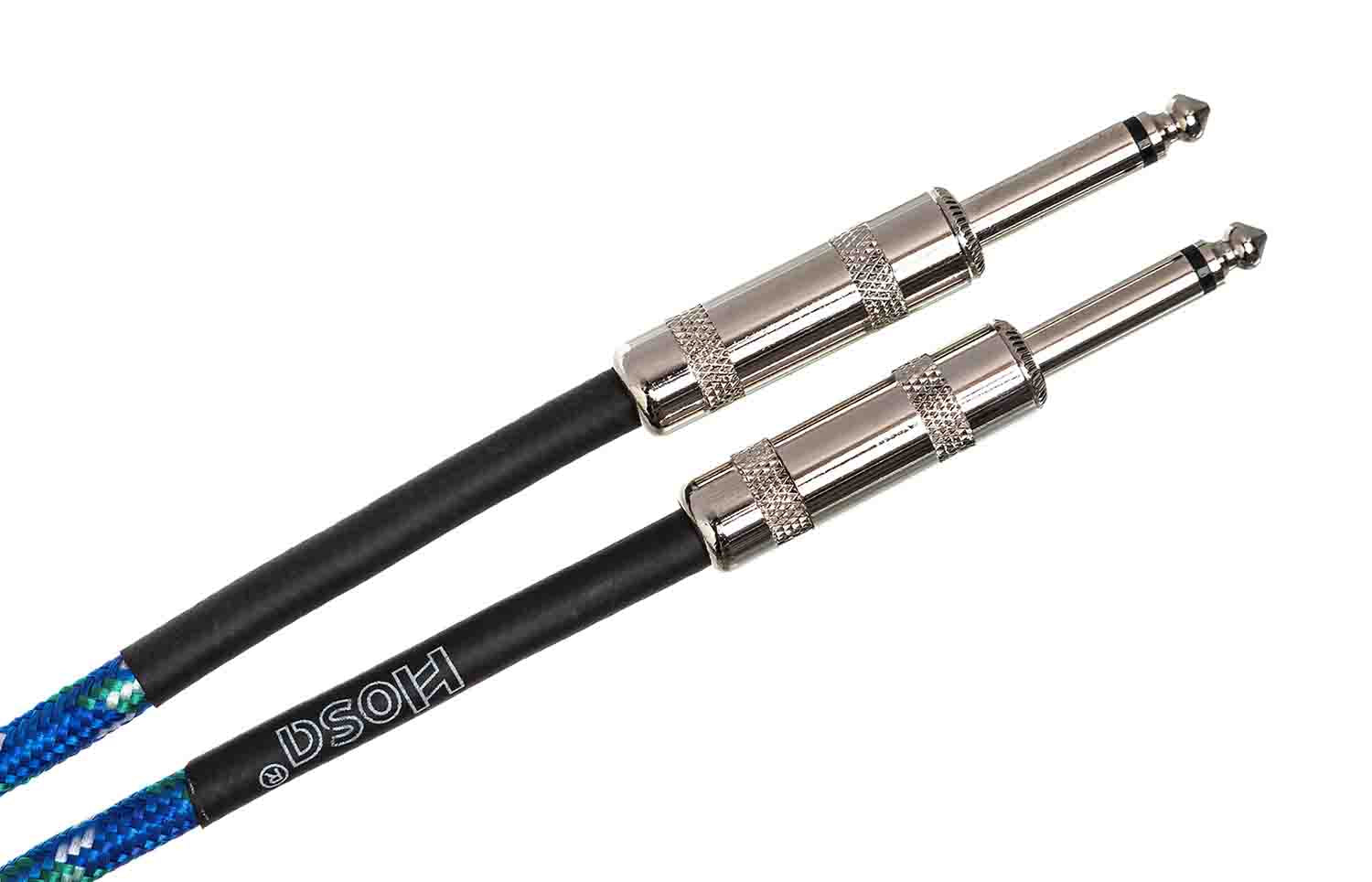 Hosa 3GT-18C2, Straight to Straight Cloth Guitar Cable (18 ft, Blue/Green/White) - Hollywood DJ