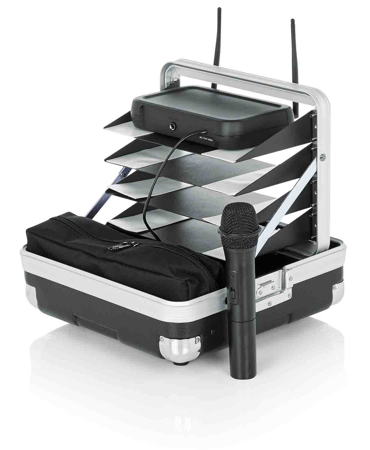 Gator Cases GM-4WR DJ Case for 4 Complete Wireless Microphone Systems - Half Rack - Hollywood DJ