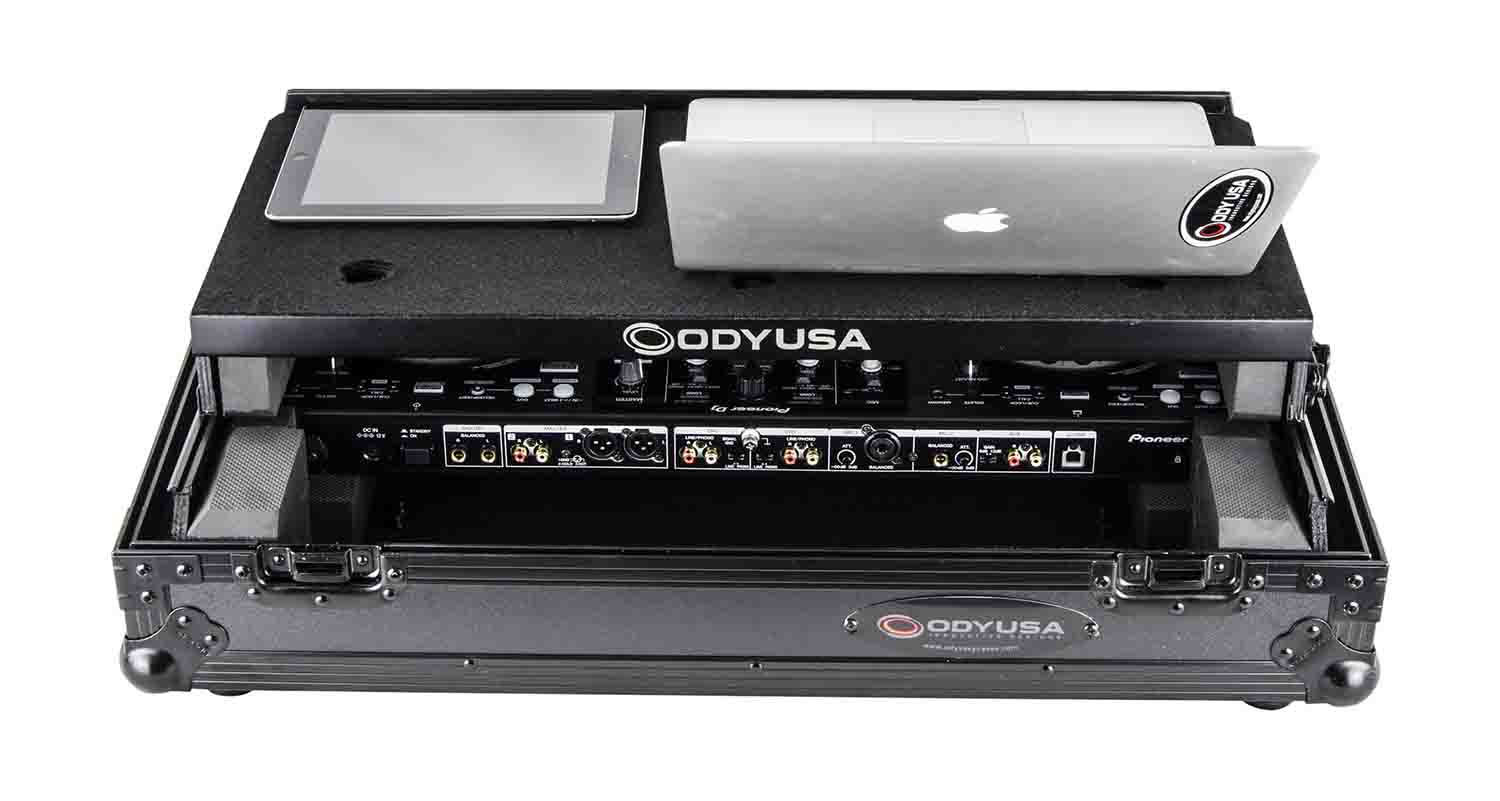 Odyssey FZGSPIDDJ8001BL Black Pioneer DDJ-800 Flight Case with Bottom 1U Rack Space and Glide Platform - Hollywood DJ