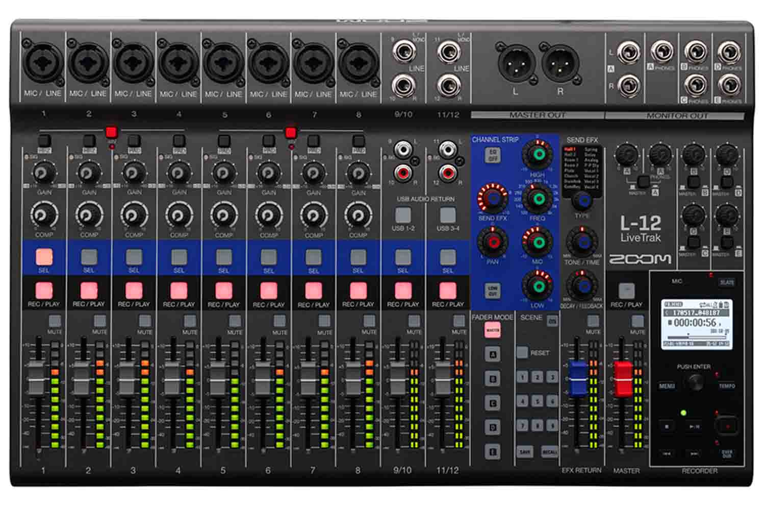 Open Box: Zoom LiveTrak L-12, 12 Channels Mixer With 12 Track Playback - Hollywood DJ