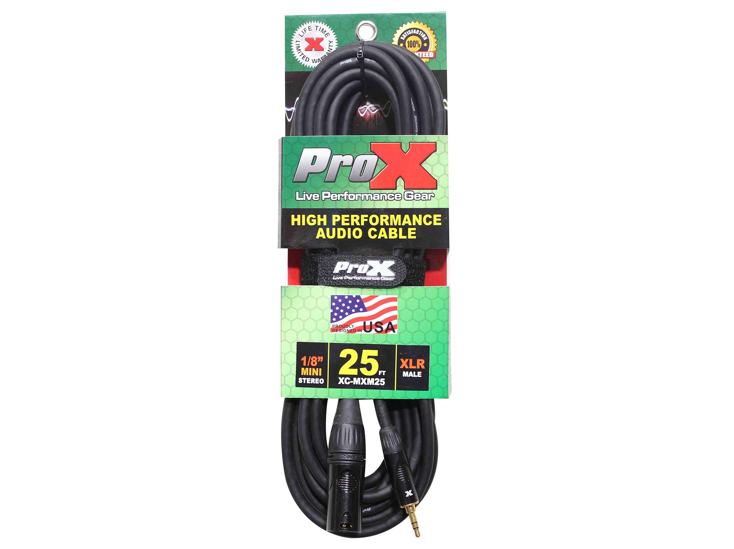 Prox XC-MXM25 Unbalanced 1/8" TRS-M Mini to XLR3-M High Performance Audio Cable - 25 Feet by ProX Cases
