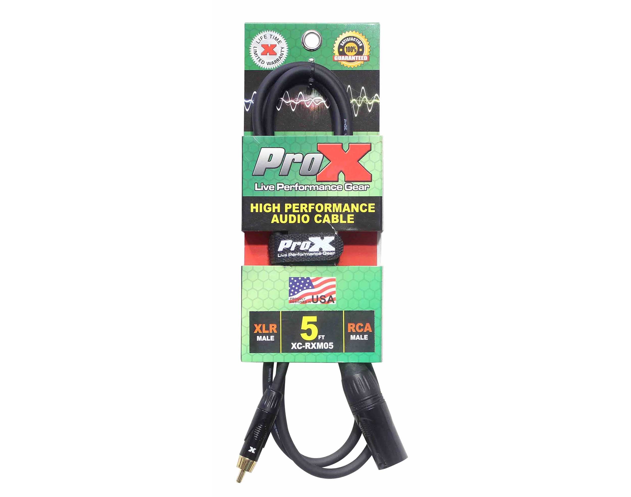 Prox XC-RXM05 Unbalanced RCA to XLR3-M High Performance Audio Cable - 5 Feet by ProX Cases