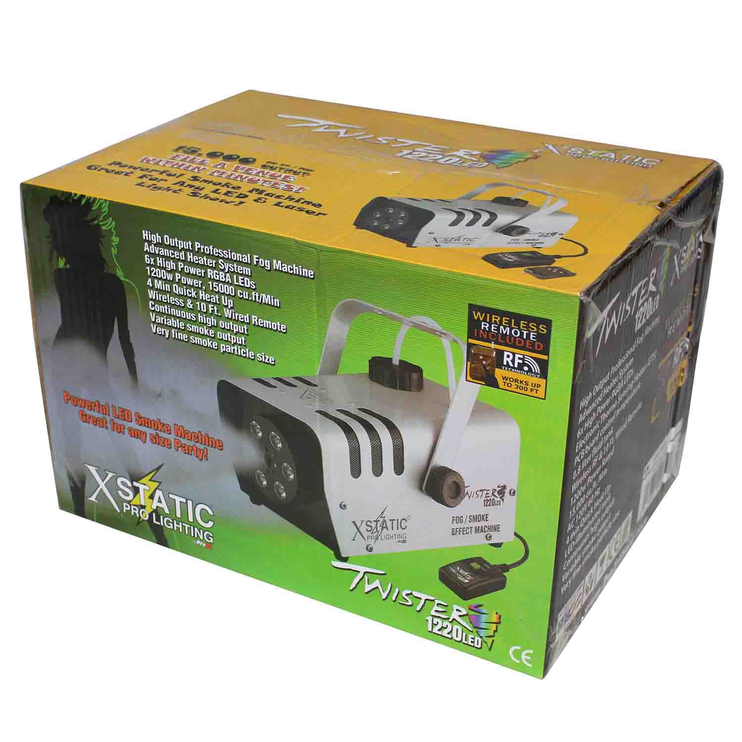 ProX X-T1220 LED TWISTER Fog Machine 1220 Watt Water Based with RGBA LED - Hollywood DJ