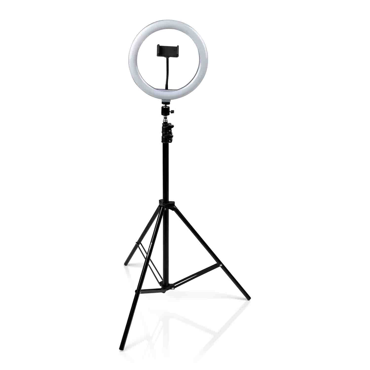 Gator Frameworks GFW-RINGLIGHTTRIPD 10 Inch LED Ring Light Stand with Phone Holder and Tripod Base - Hollywood DJ