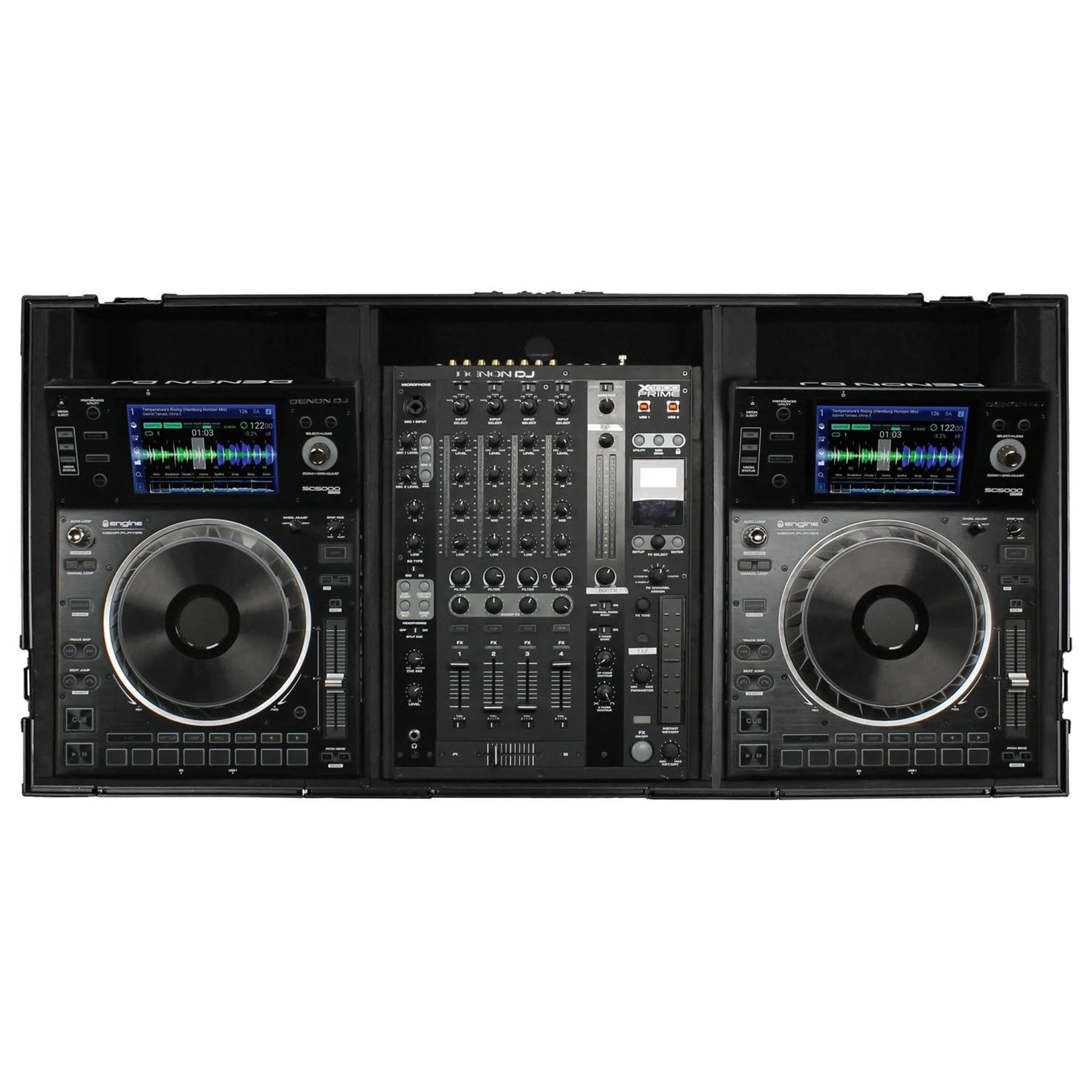 Open Box: Odyssey FZ12CDJWXDBL Black 12″ Format DJ Mixer and Two Large Format Media Players Coffin Flight Case - Hollywood DJ