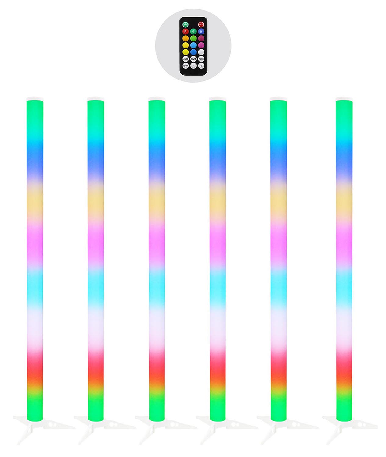 JMAZ JZ2006 LED Color Tube, Galaxy Tube 6 Packs With 32 Tri-color (RGB) LEDs and RF Remote Control JMAZ