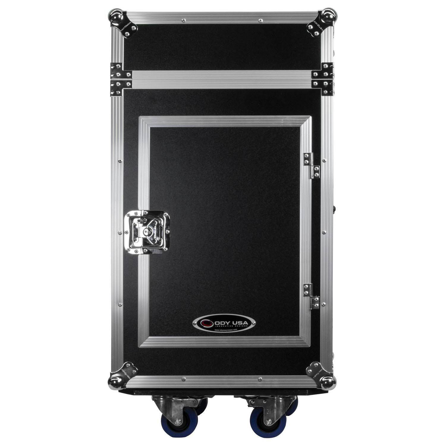 Odyssey FZ1014W 10U Top Slanted 14U Vertical Pro Combo Rack with Wheels - Hollywood DJ