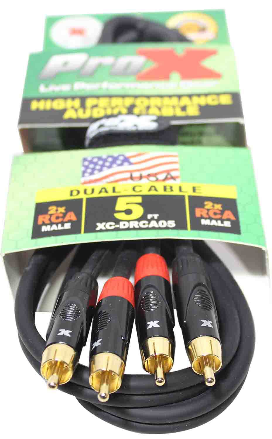 Prox XC-DRCA5 Unbalanced Dual RCA-M to Dual RCA-M High Performance Audio Cable - 5 Feet - Hollywood DJ