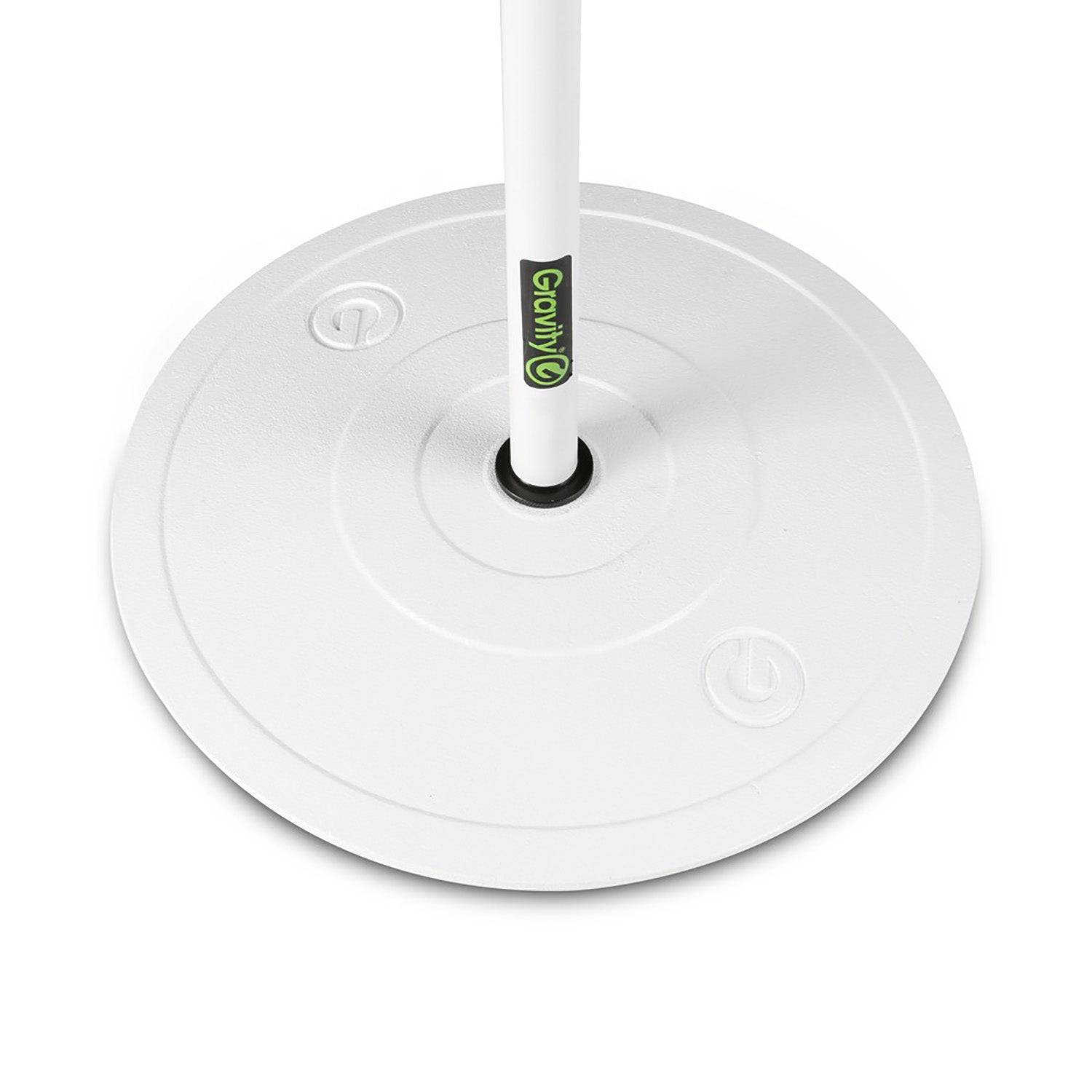 Gravity GMS23W Microphone Stand With Round Base - White - Hollywood DJ
