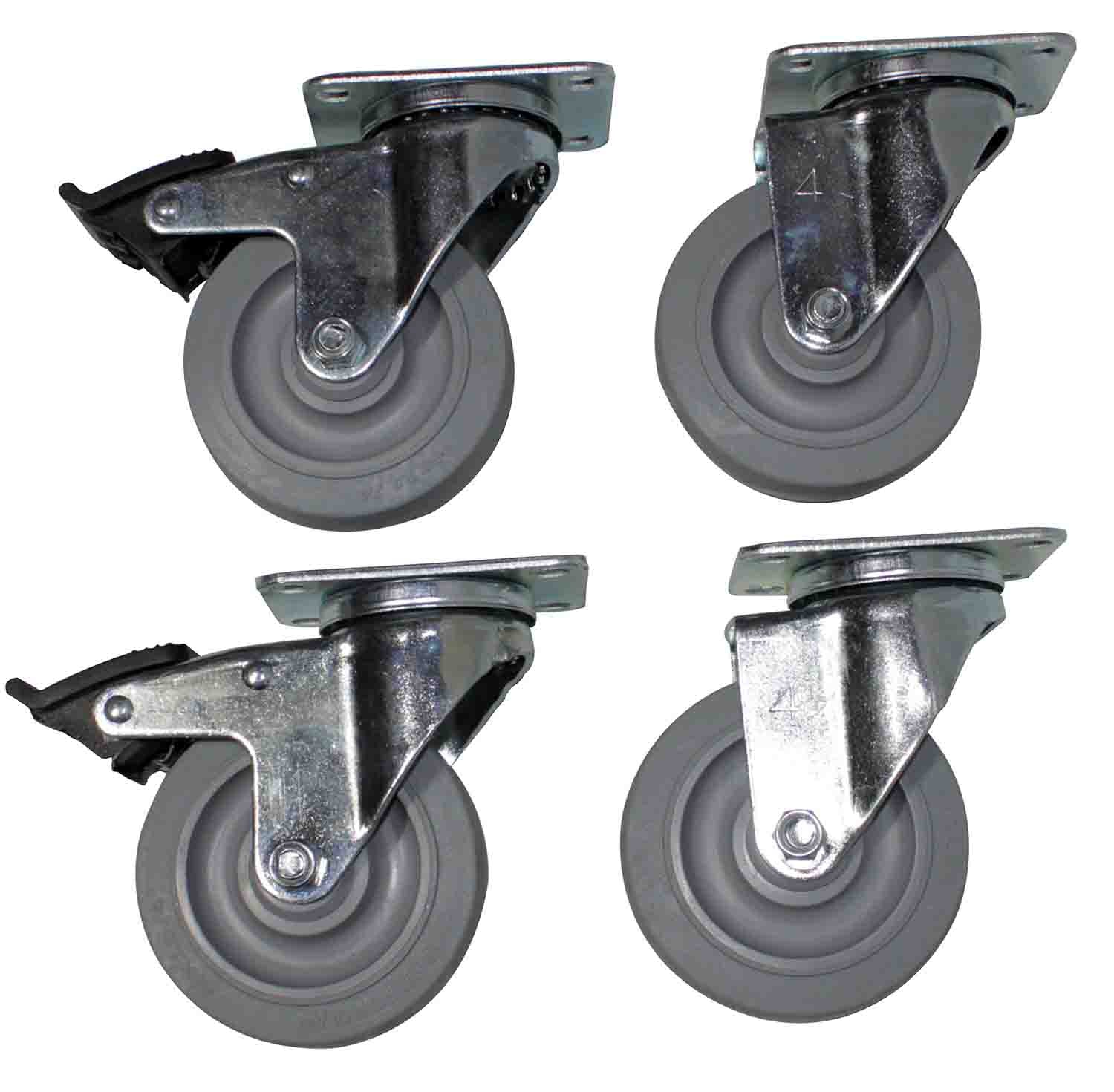 ProX X-CASTER-4-GREY 4" Grey Casters (Set of 4 - 2 Locking) - Hollywood DJ