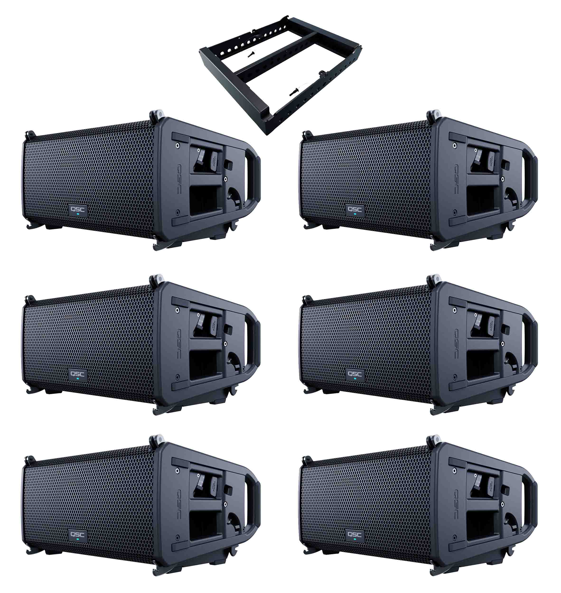 QSC LA108, 8" Powered Line Array Loudspeaker Package with Array Frame QSC
