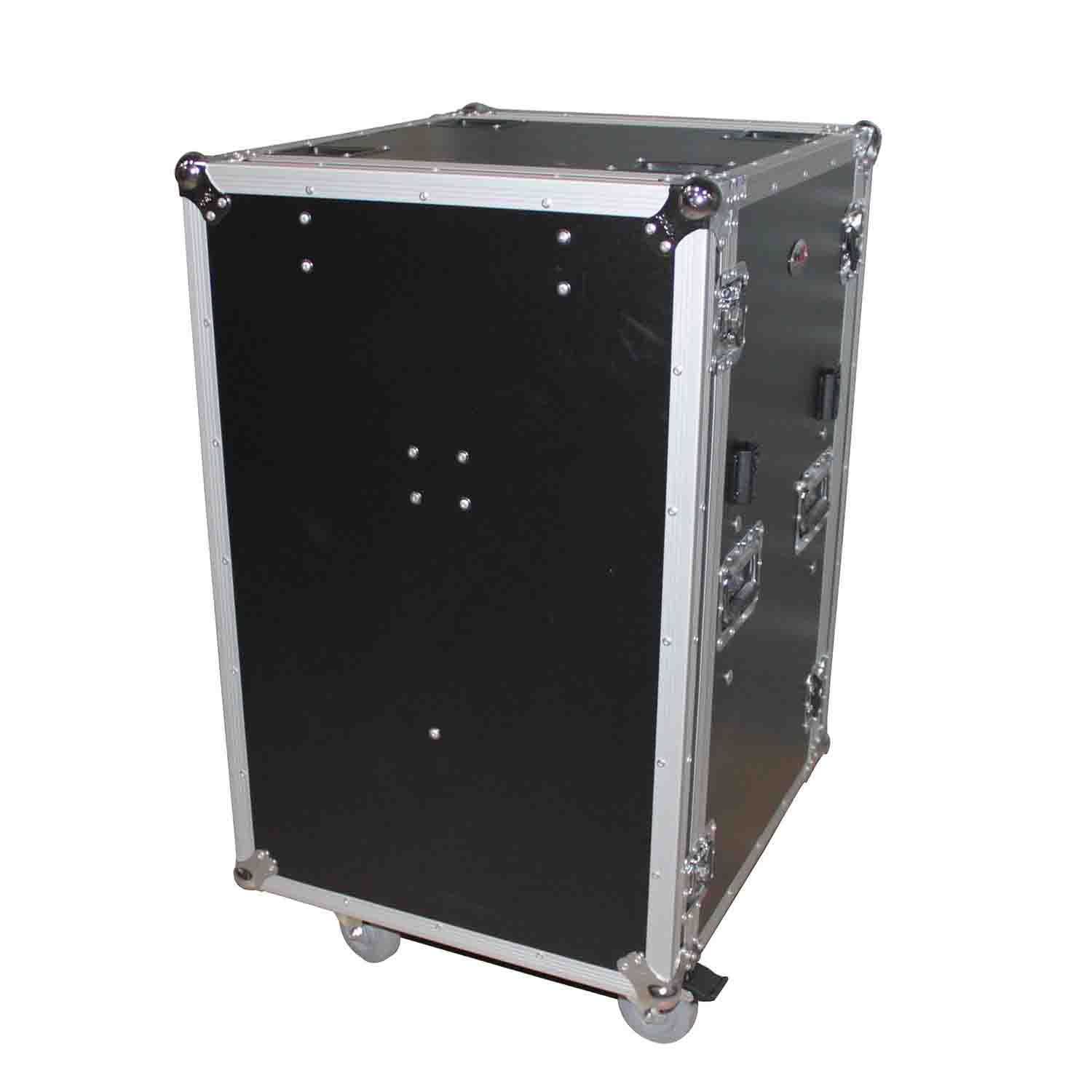 ProX T-18RSPWDT, 18U Vertical Shockproof Rack Case 20 In Deep W-Side Tables and Casters - Hollywood DJ