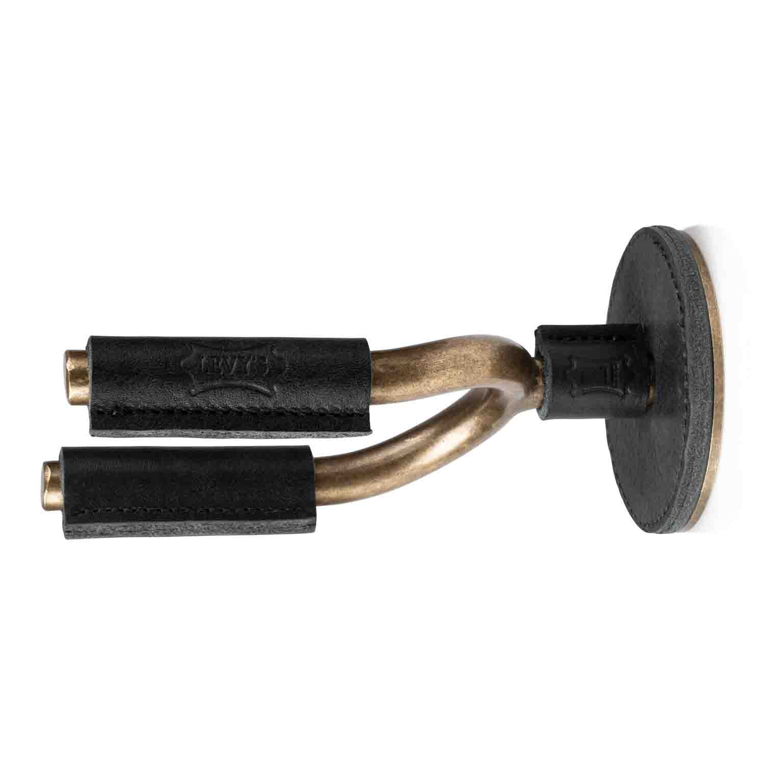 Levy's Leathers LVY-FGHNGR-BRBK Brass Forged Guitar Hanger with Black Leather - Hollywood DJ