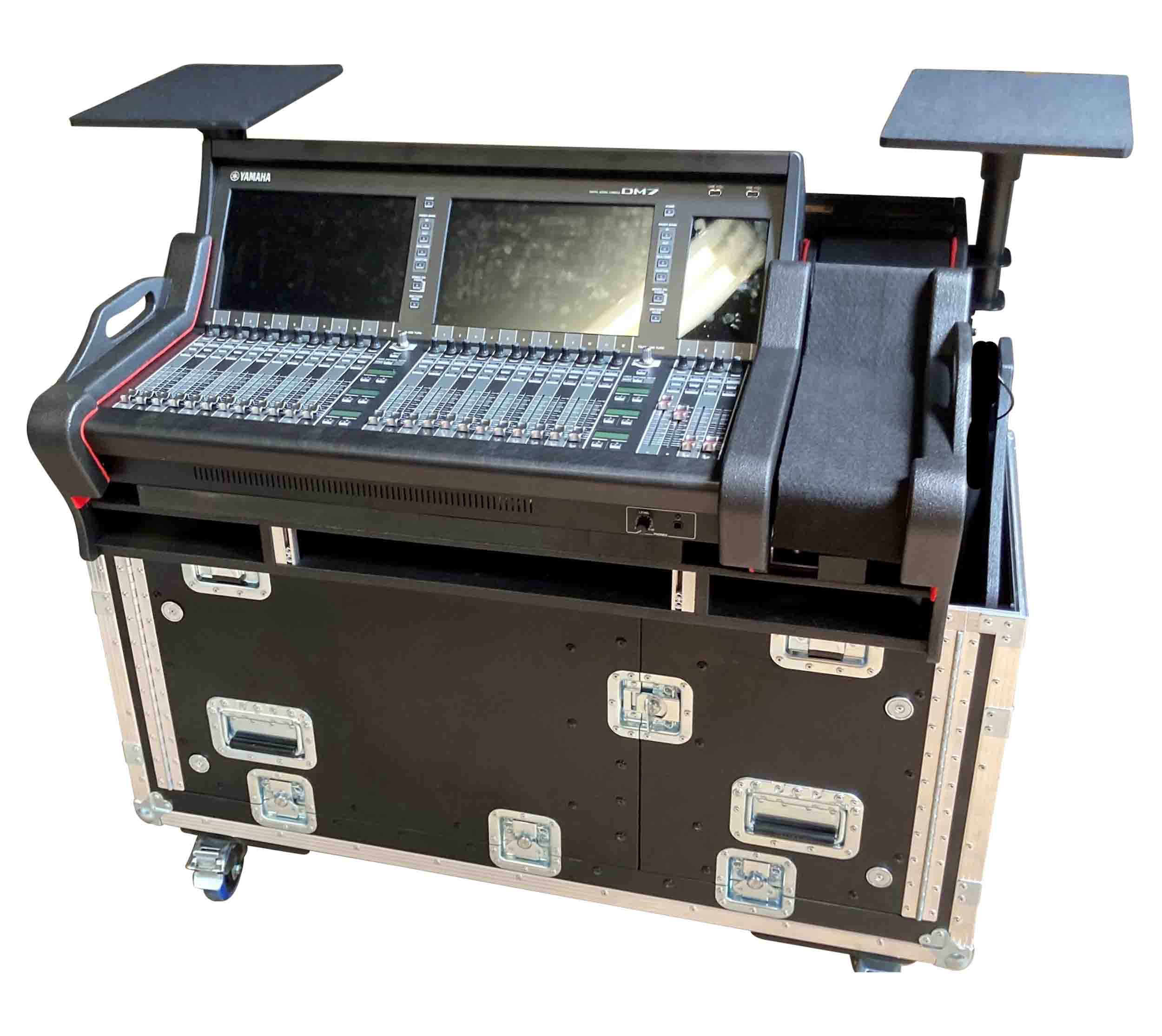 ProX XZF-YDM7EX1U LMA, Flip-Ready Hydraulic Console Easy Retracting Lifting 1U Rack Space Flight Case for Yamaha DM7-EX with wheels by ZCASE - Hollywood DJ