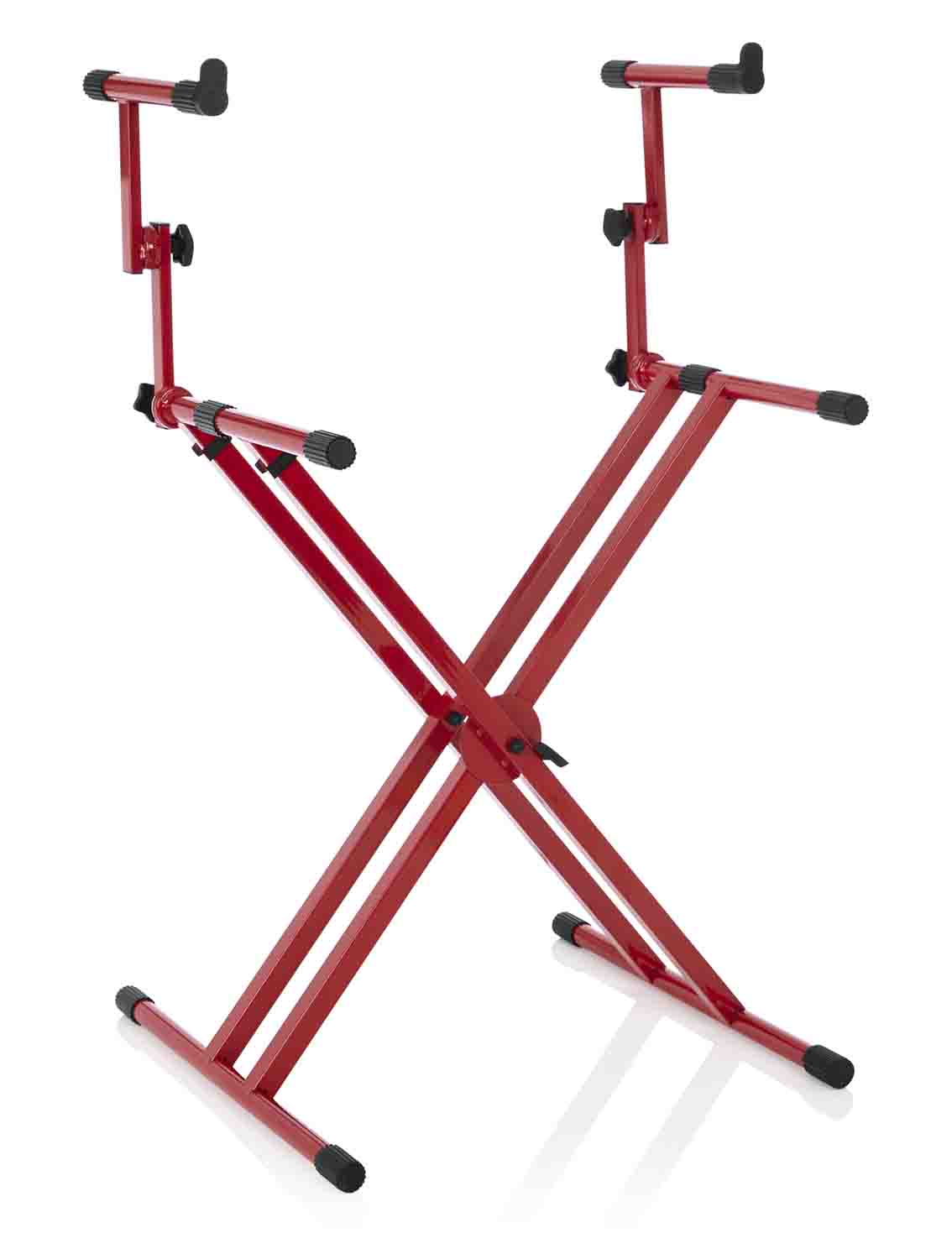 Gator Frameworks GFW-KEY-5100XRED 2 Tier X Style Keyboard Stand - Red - Hollywood DJ