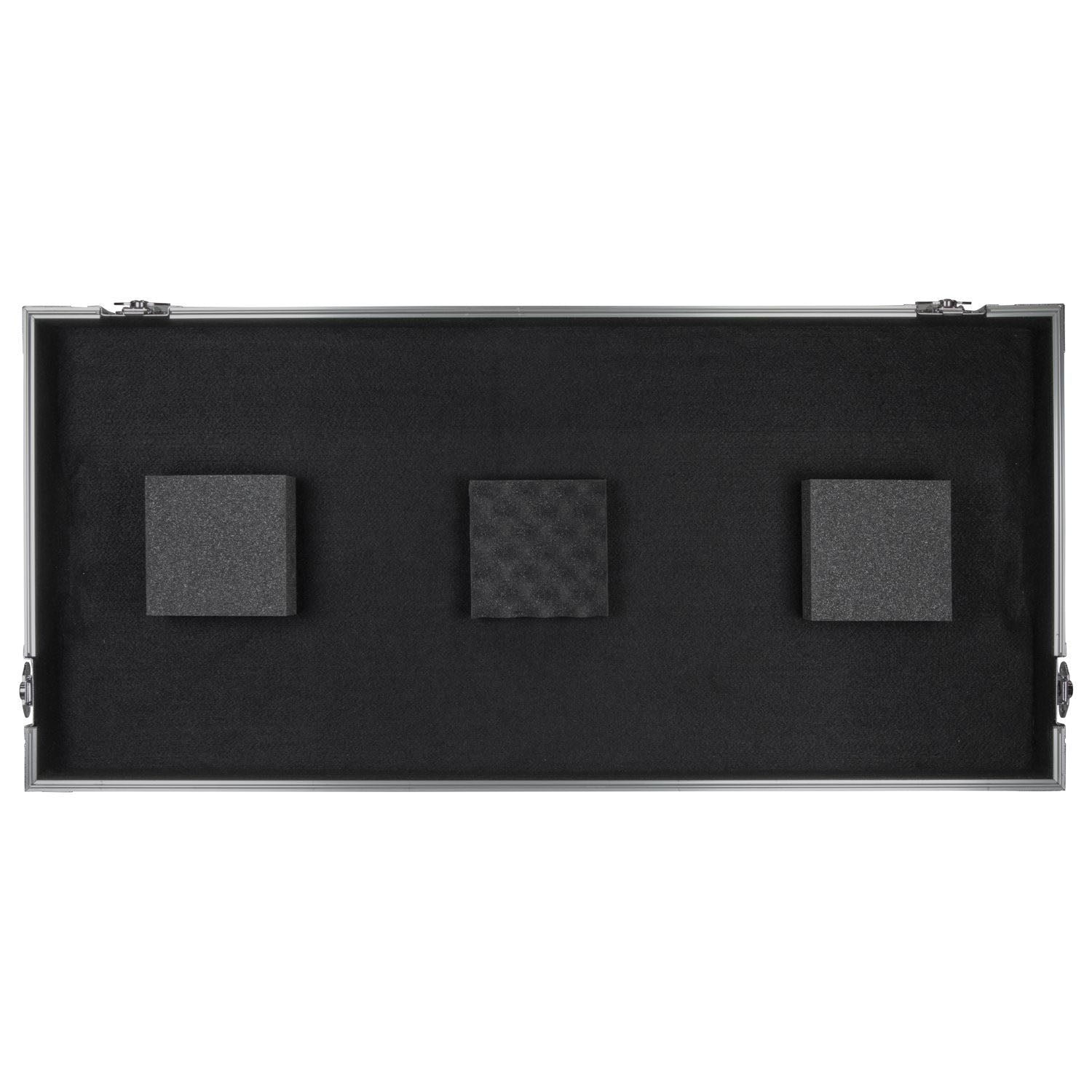 Odyssey FZGSL12CDJWR Black Low Profile 12″ Format DJ Mixer and Two Large Format Media Players Flight Coffin Case with Wheels and Glide Platform Odyssey