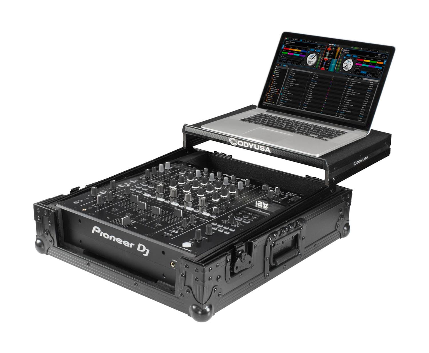 Odyssey FZGSDJMA9BL DJ Flight Case with Glide Style Laptop Platform for Pioneer DJ DJM-A9 -Black Label - Hollywood DJ