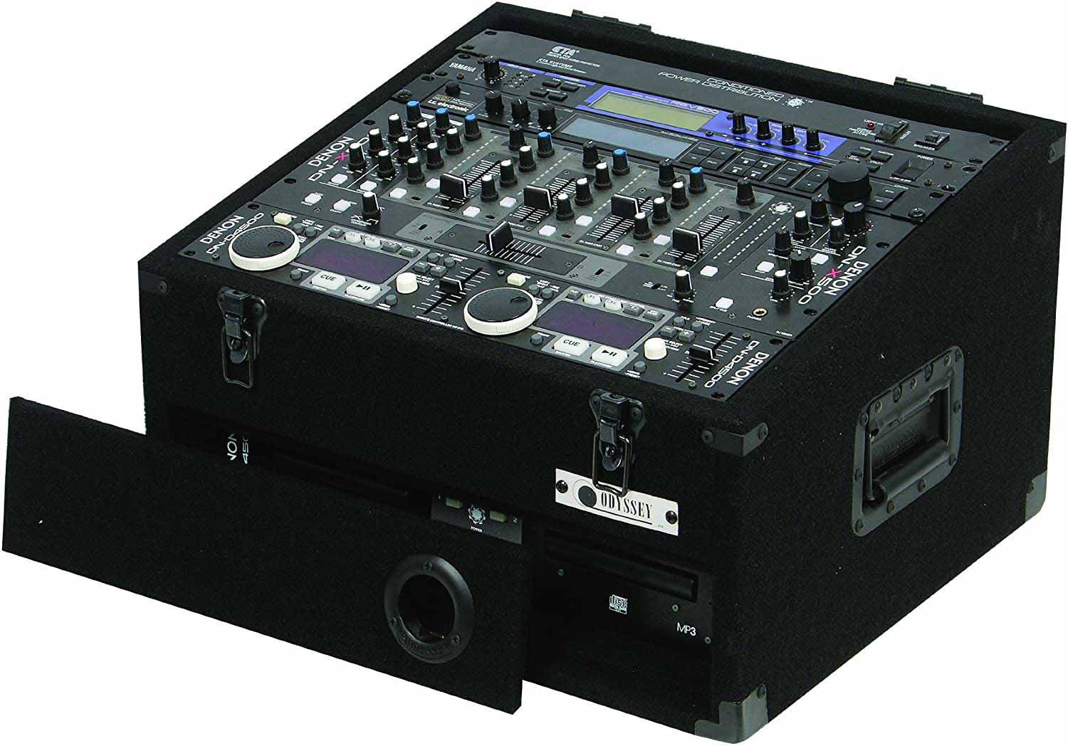 Odyssey CXC902, 9U Top Slanted 2U Bottom Vertical CXC Carpet Combo Rack - Hollywood DJ