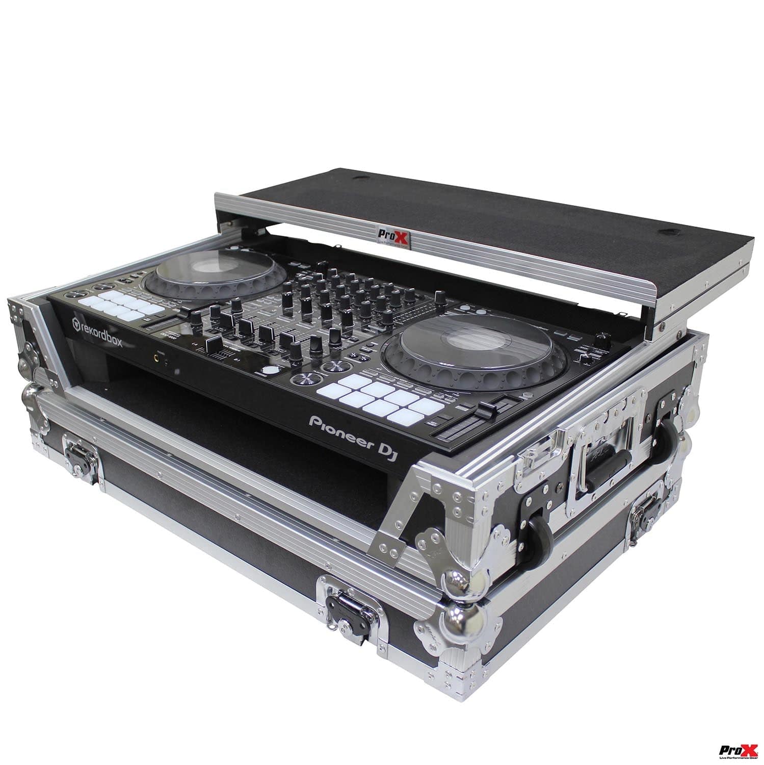 ProX XS-DDJ1000 WLT LED Flight Case For Pioneer DDJ-1000 and SRT Series Digital Controllers With LED, Sliding Laptop Shelf And Wheels - Hollywood DJ