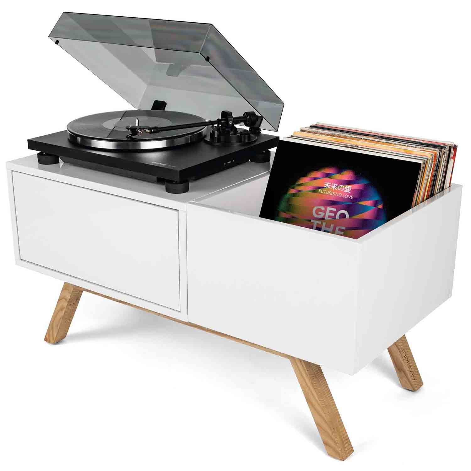 Glorious Turntable Lowboard - White - Hollywood DJ