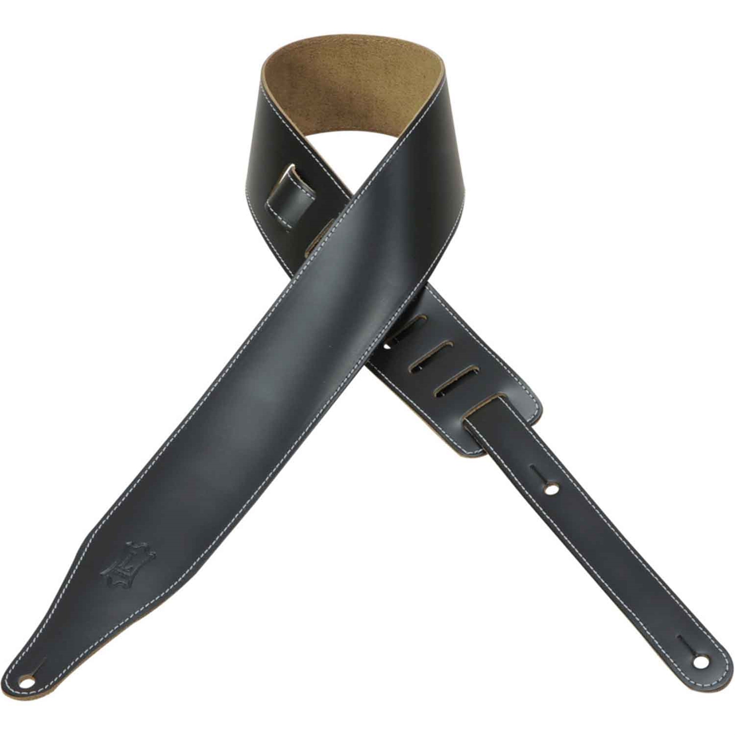 Levy's Leathers DM17-XL-BLK Leather XL Guitar Strap - Black - Hollywood DJ