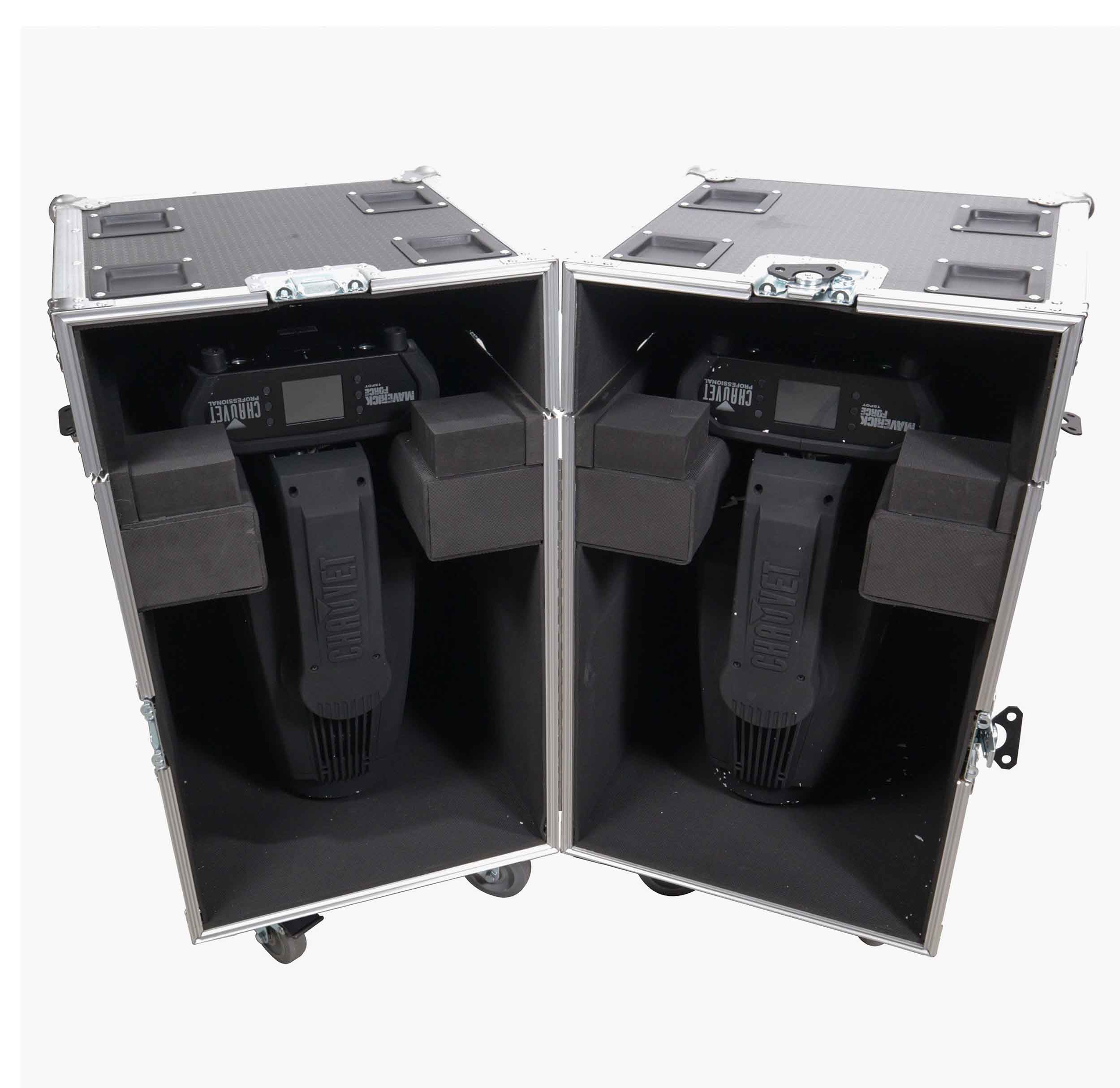 ProX XS-MH275X2W, ATA Flight Style Road Case for (2) Moving Head Lighting Fixtures with (6) 4-inch Casters by ProX