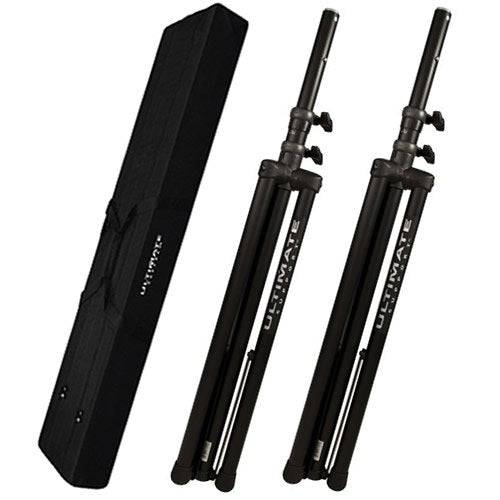 Ultimate Support TS80B Speaker Stands with Bag 90D Canvas Carry Bag - Hollywood DJ