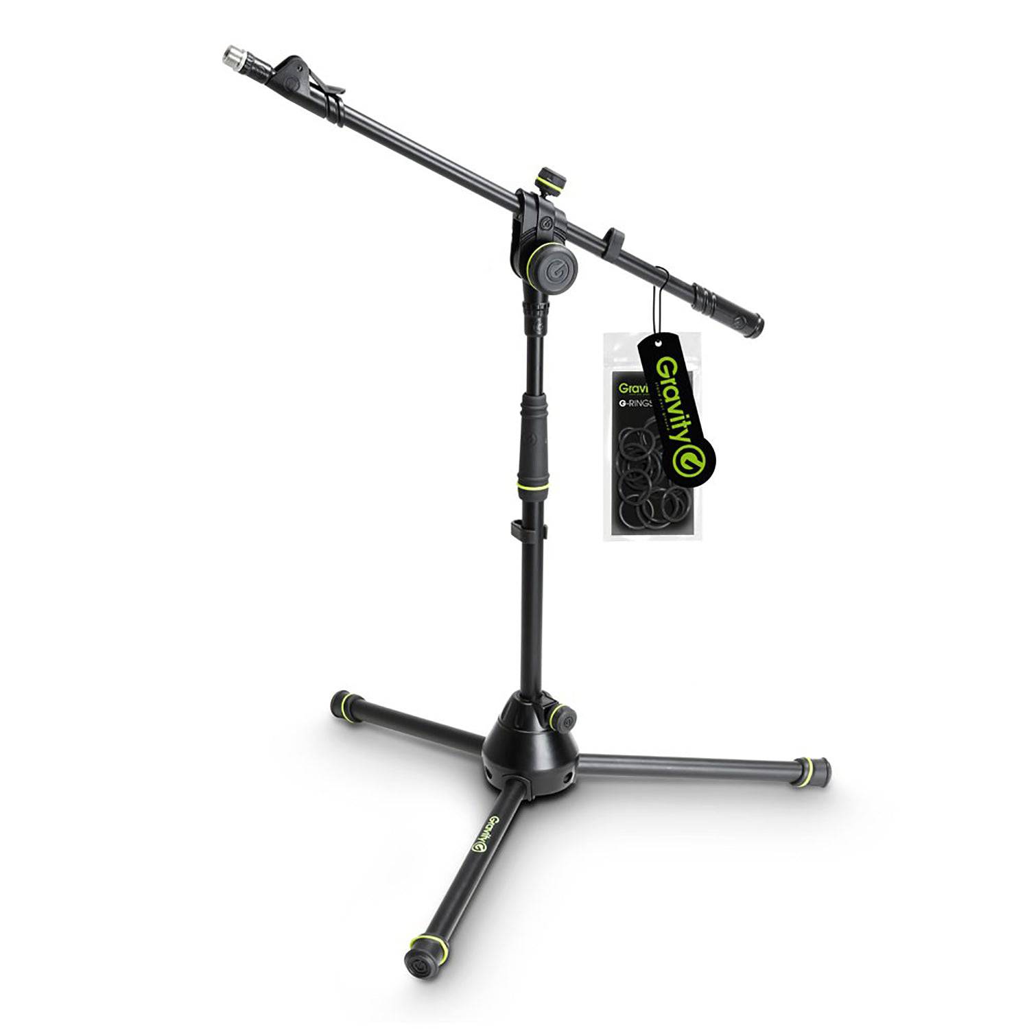 Gravity GMS4222B Short Microphone Stand with Folding Tripod Base and 2-Point Adjustment Telescoping Boom - Hollywood DJ