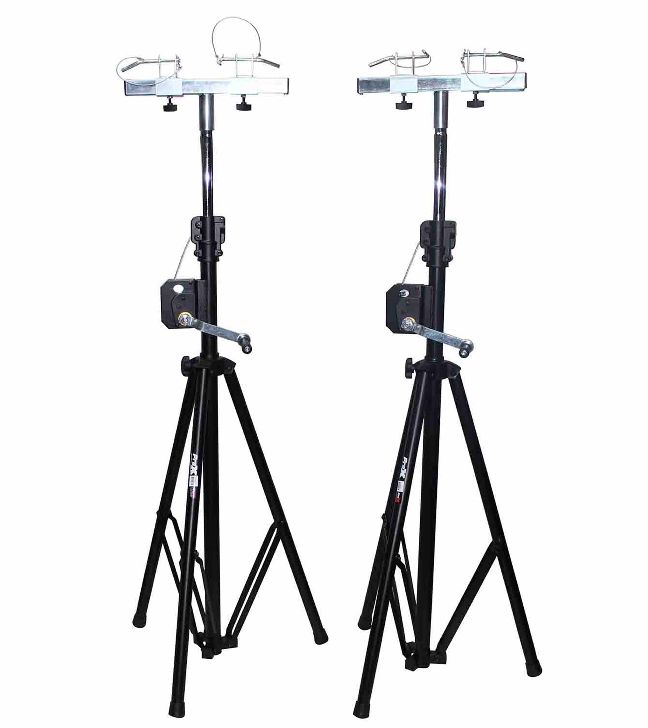 ProX T-LS35C-STAND, Set of (2) 9.5 Ft Crank Stands with T-Bars Supports Triangle Truss Segments for DJ Lighting - Hollywood DJ