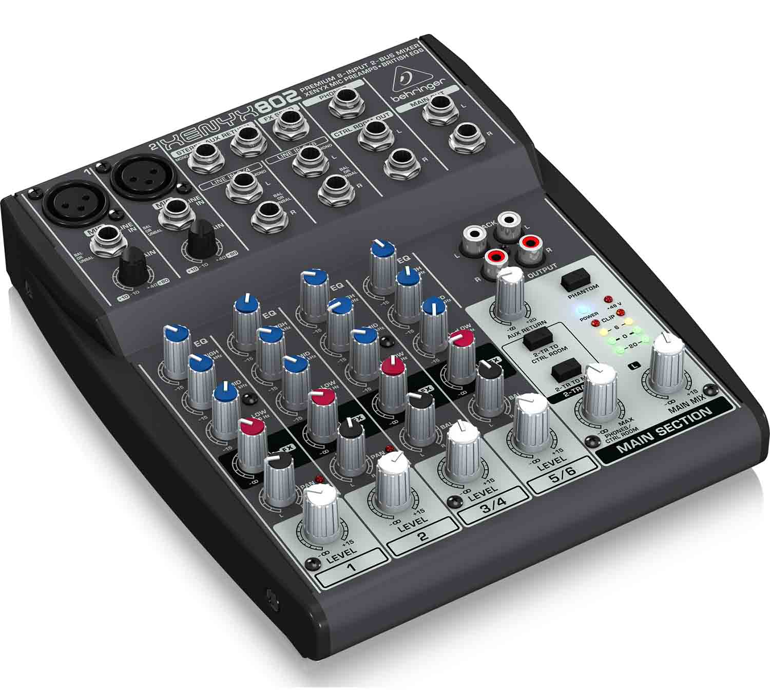 Behringer Xenyx 802, 8-Input 2-Bus Mixer With XENYX Mic Preamps And British EQs - Hollywood DJ