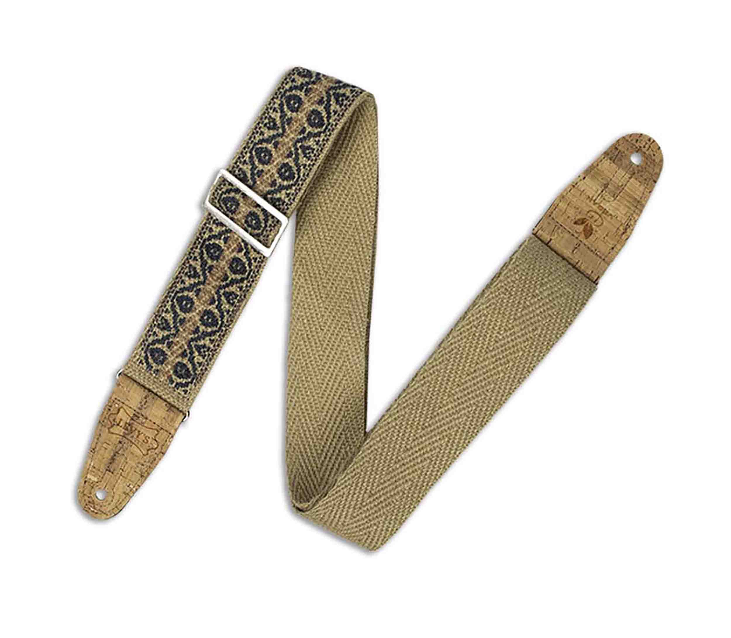 Levy's Leathers MH8P-007, 2 Inch Hemp Vegan Guitar Strap with Berry and Taupe Motif - Hollywood DJ