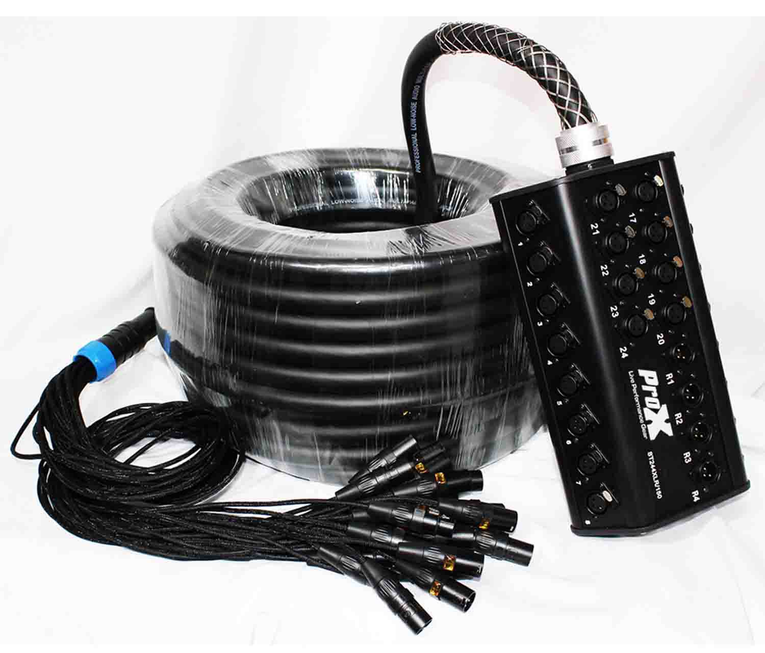 Prox XC-SB244XLR100 Stage Box Snake 24 XLR-F Input 4 XLR-M Return - 100 Feet - Hollywood DJ