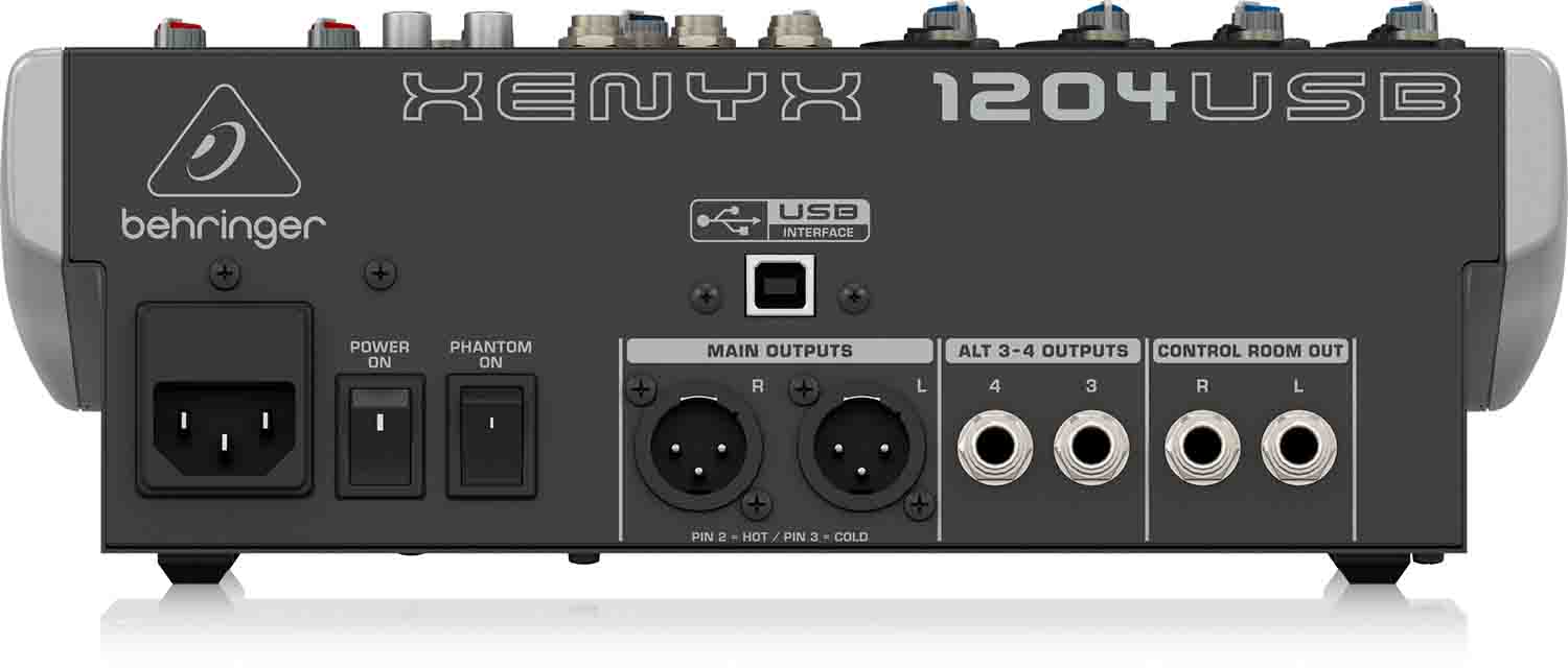 Behringer 1204USB 12-Input 2/2-Bus Audio Mixer with XENYX Mic Preamps, Compressors and USB/Audio Interface - Hollywood DJ