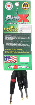 Prox XC-PYP03 1/4" TS-M to Dual 1/4" TS-M High Performance Audio Cable - 3 Feet - Hollywood DJ