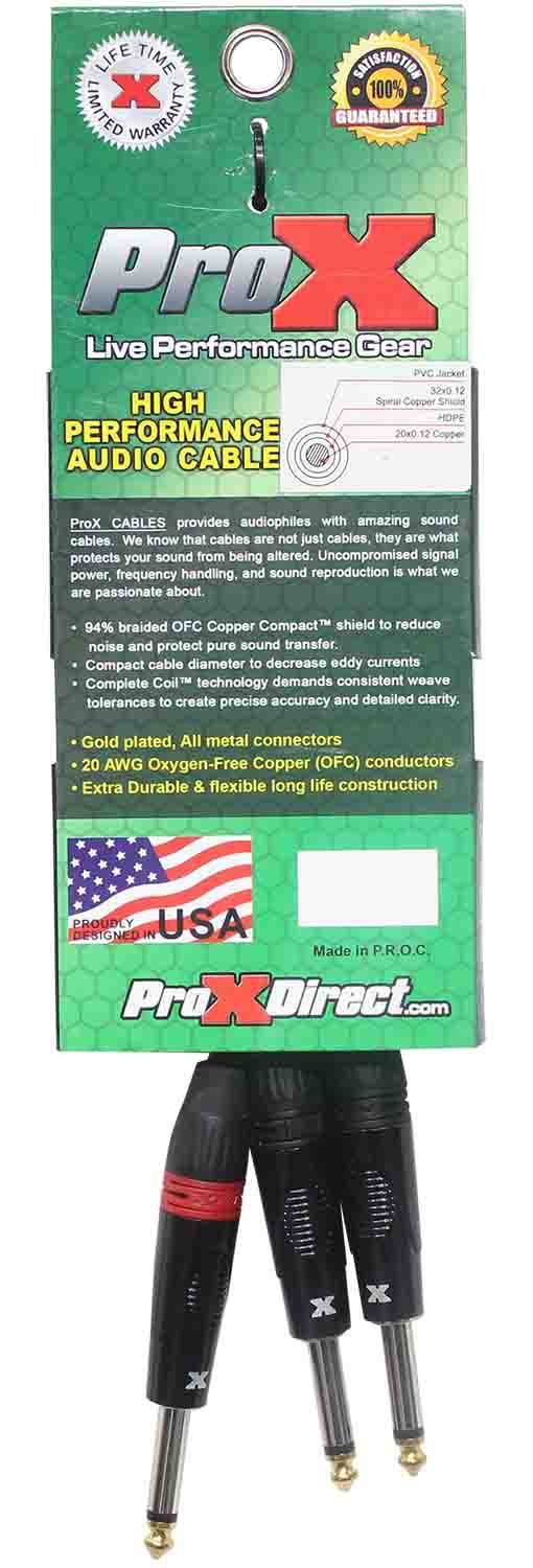 Prox XC-PYP03 1/4" TS-M to Dual 1/4" TS-M High Performance Audio Cable - 3 Feet - Hollywood DJ