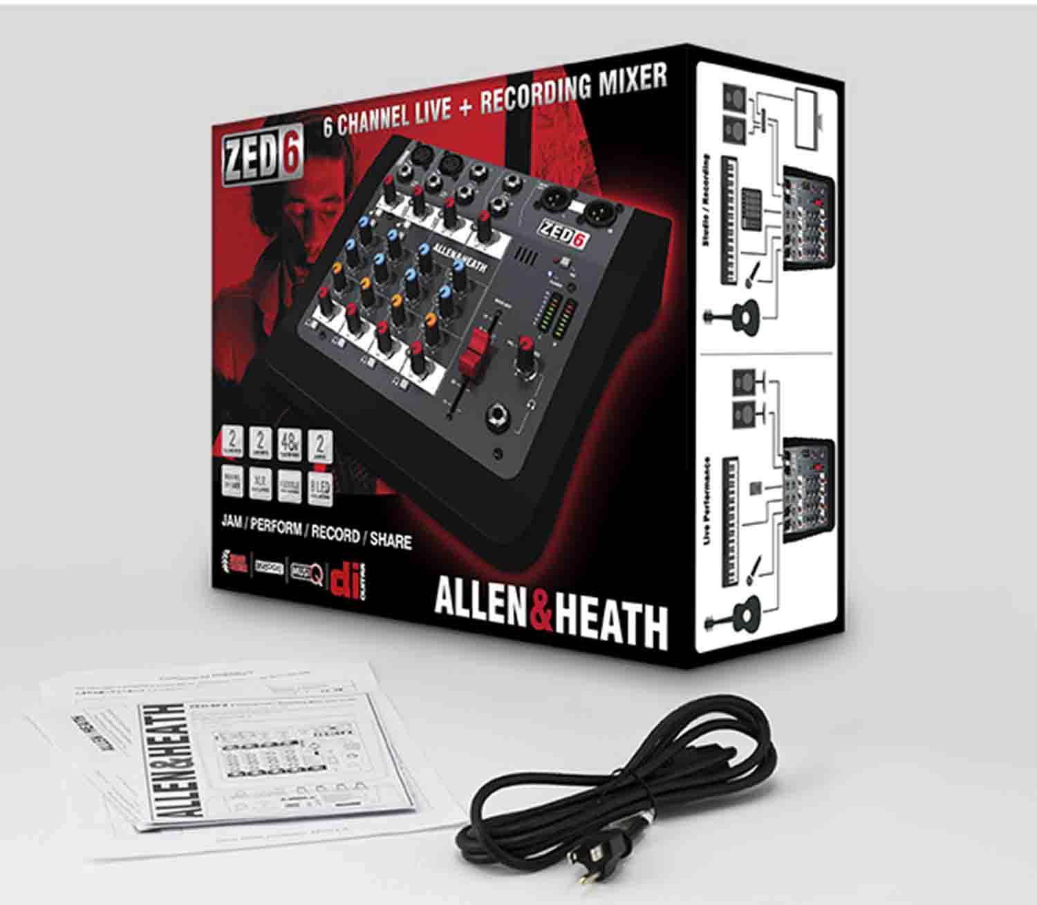 Allen & Heath ZED-6 Compact 6 Input Analogue Mixer - Hollywood DJ
