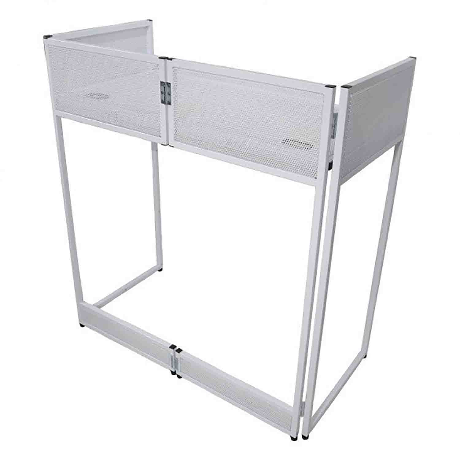 ProX XF-VISTA WH VISTA White DJ Booth Facade Table Station with White/Black Scrim Kit and Padded Travel Bag - Hollywood DJ