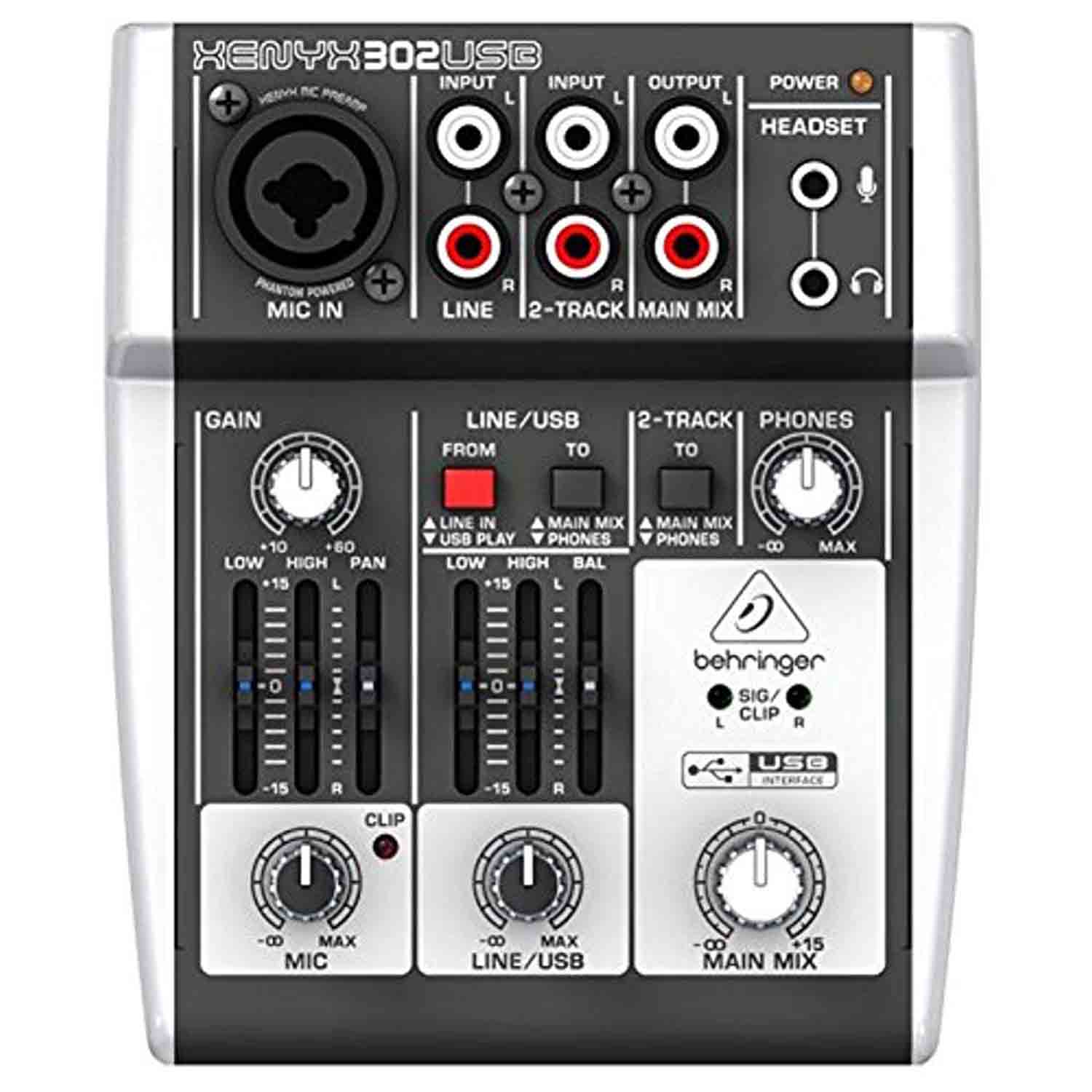 Behringer 302USB Premium 5-Input DJ Mixer with XENYX Mic Preamp and USB Audio Interface - Hollywood DJ