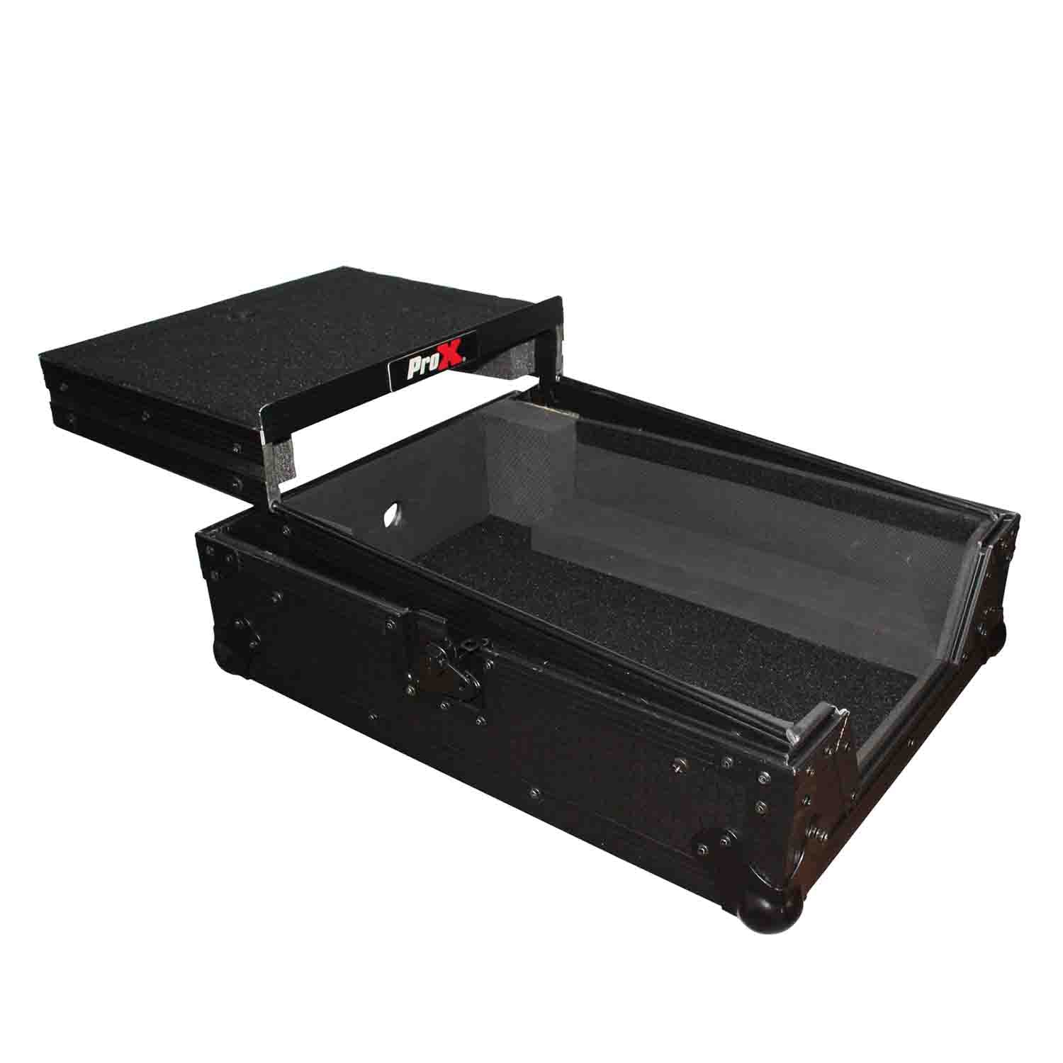 ProX XS-M12LTBL DJ Flight Case For Large Format 12" Universal DJ Mixer With Laptop Shelf - Hollywood DJ