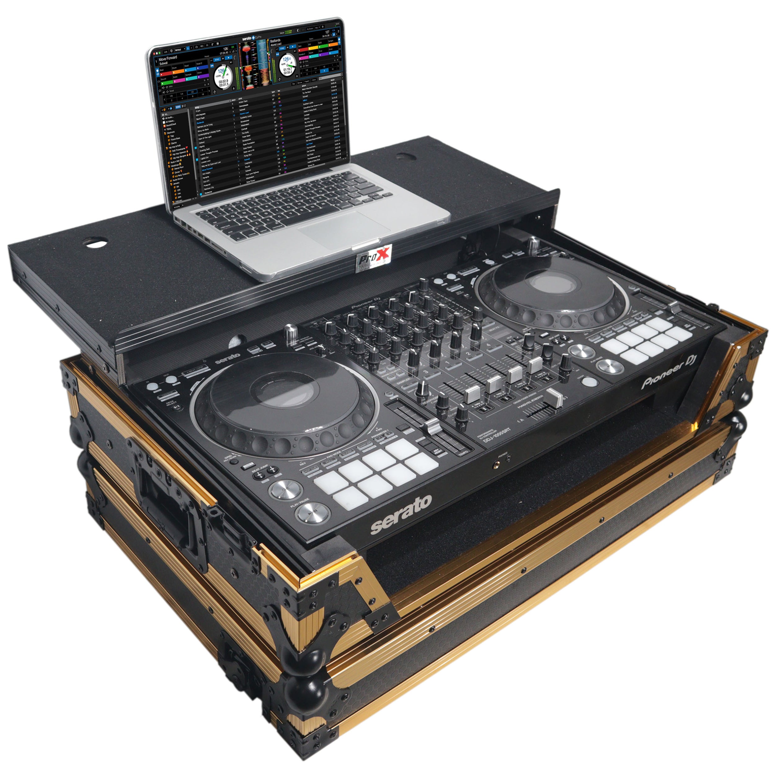 ProX XS-DDJ1000 WLT FGLD DJ Flight Case for Pioneer DDJ-1000 SRT SX3 with Laptop Shelf and Wheels ProX Cases