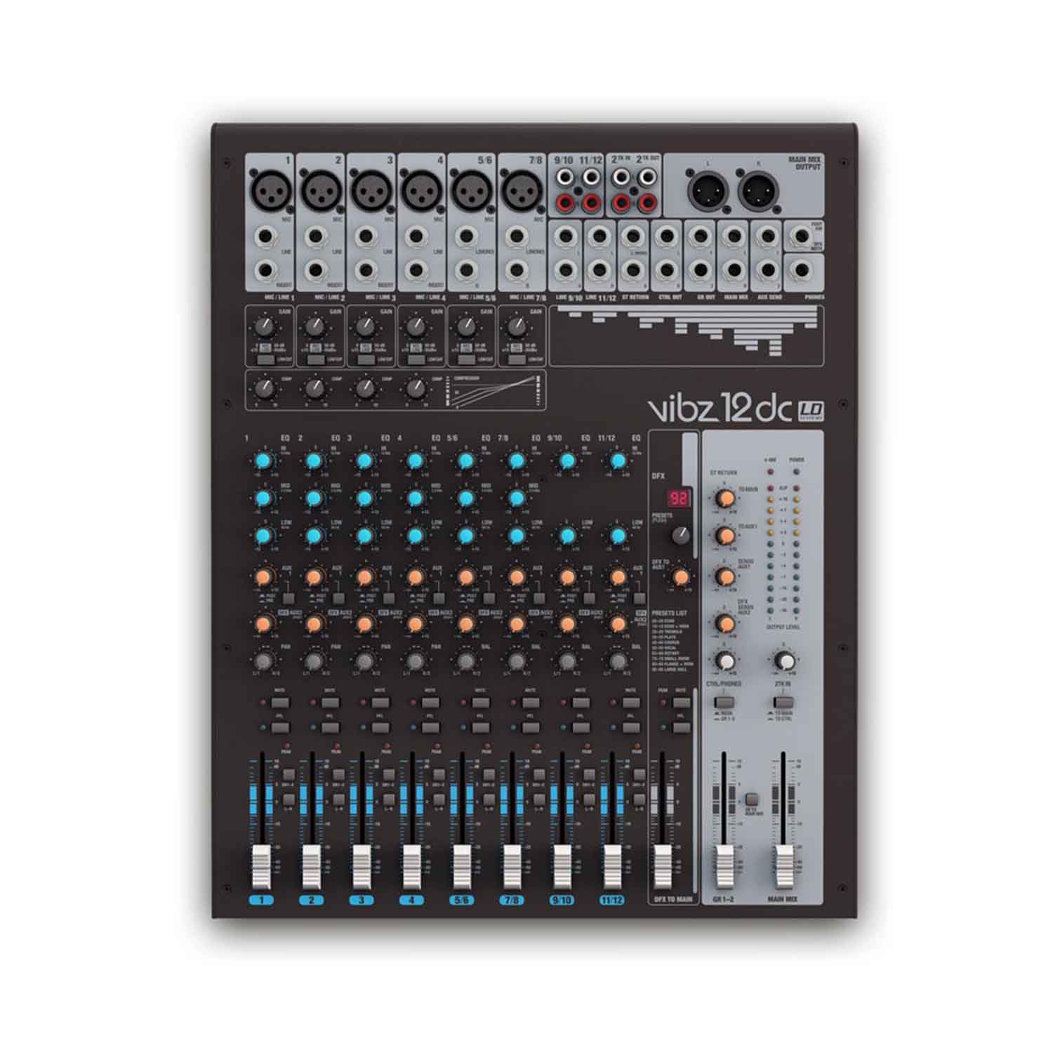 LD Systems VIBZ 12 DC 12 Channel Mixing Console with DFX and Compressor - Hollywood DJ