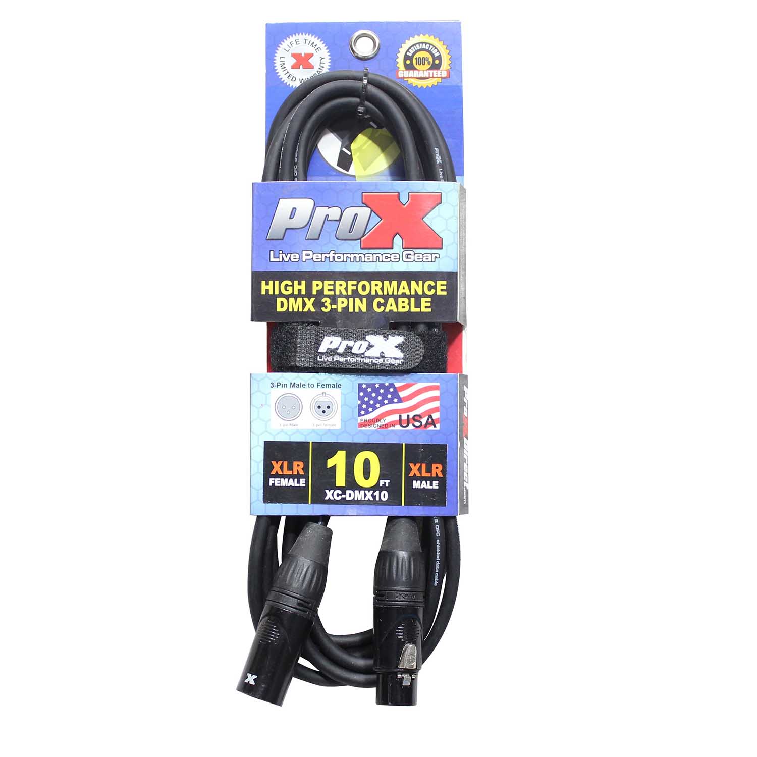 ProX XC-DMX10, DMX XLR3-M to XLR3-F High Performance Cable - 10 Feet by ProX Cases