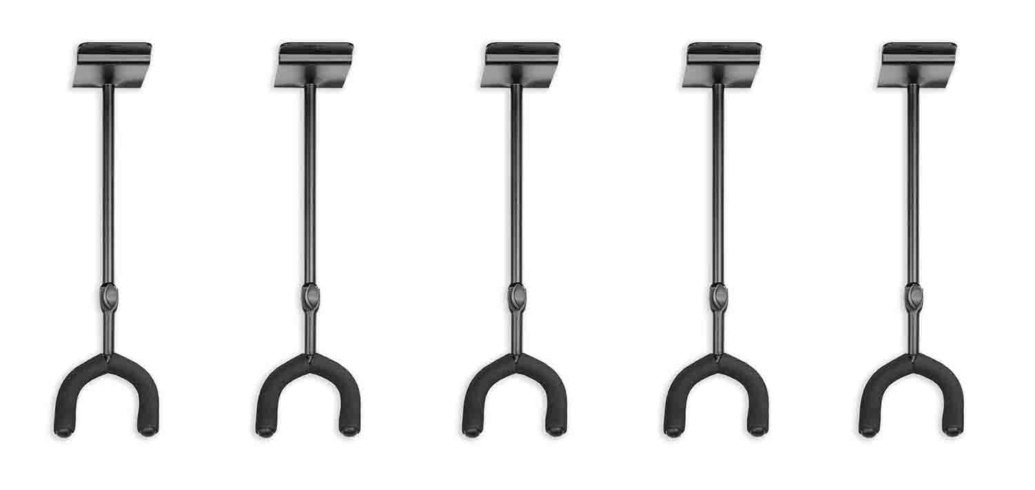 Levy's Leathers LVY-SLATHNGR05-BLK Adjustable Slatwall Guitar Hanger Yoke - 5 pack - Hollywood DJ