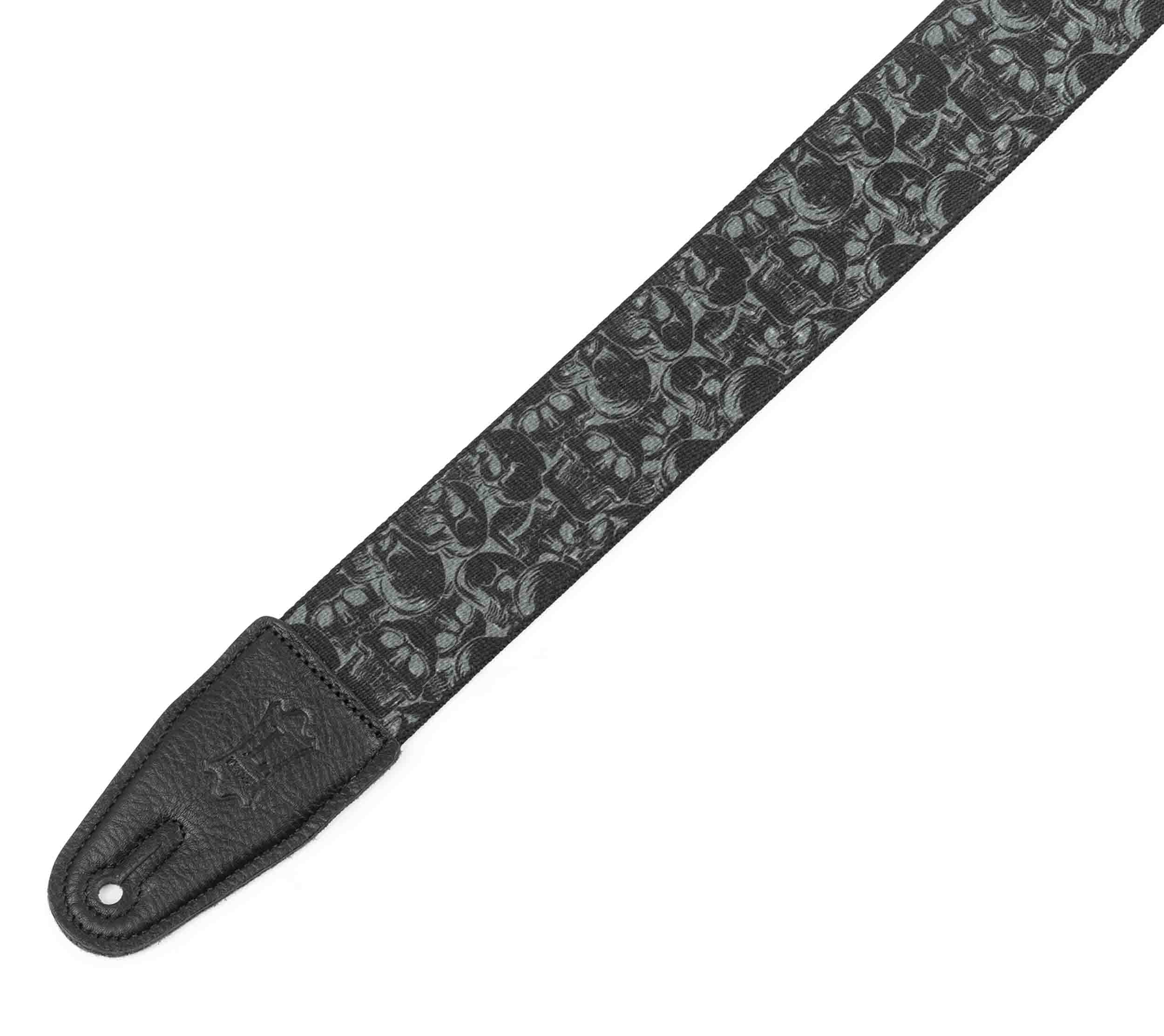Levy's Leathers MPD2-111 2” Wide Polyester Guitar Strap with Black and Grey Skulls Motif - Hollywood DJ