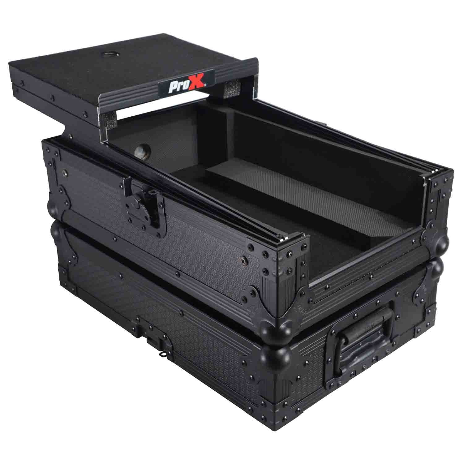 ProX XS-DJMS7LTBL Flight Case for Pioneer DJM-S7 Mixer with Sliding Laptop Shelf - Black on Black - Hollywood DJ