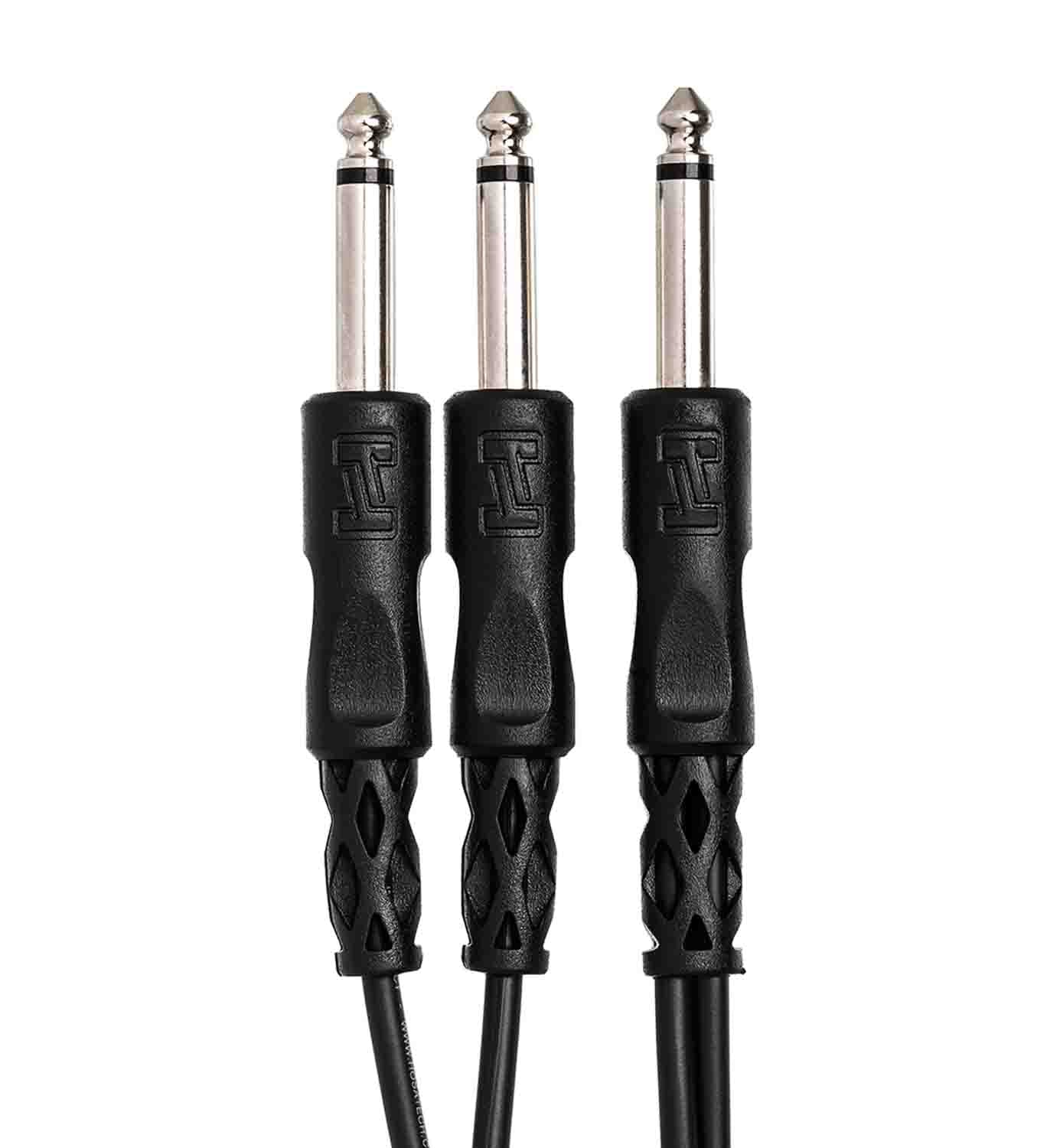 Hosa CYP-105, 1/4" TS Male to Dual 1/4" TS Male Y Cable - 5 Feet - Hollywood DJ