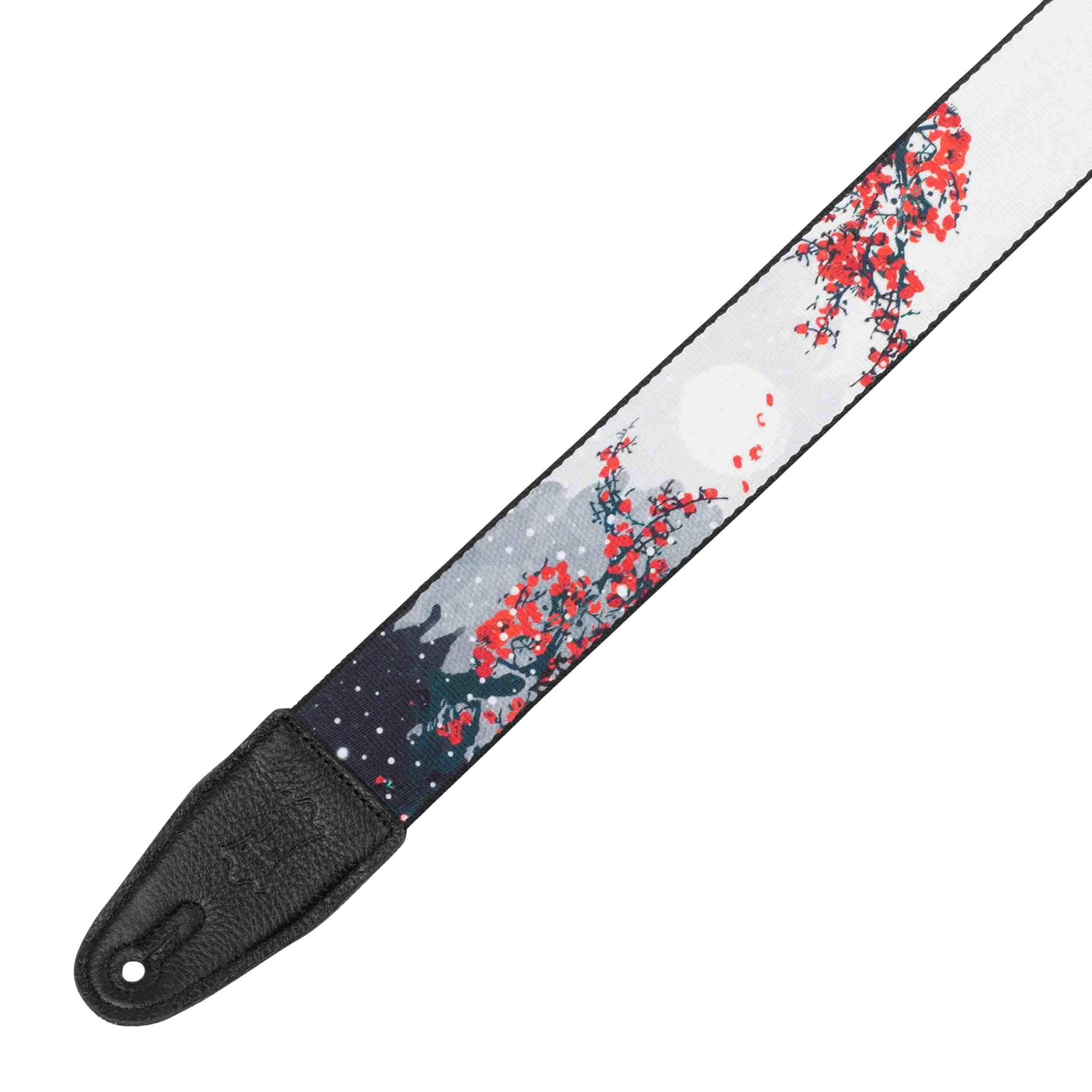 Levy's Leathers MPD2-116 2” Wide Polyester Guitar Strap with Cherry Blossoms and Snow Motif - Hollywood DJ