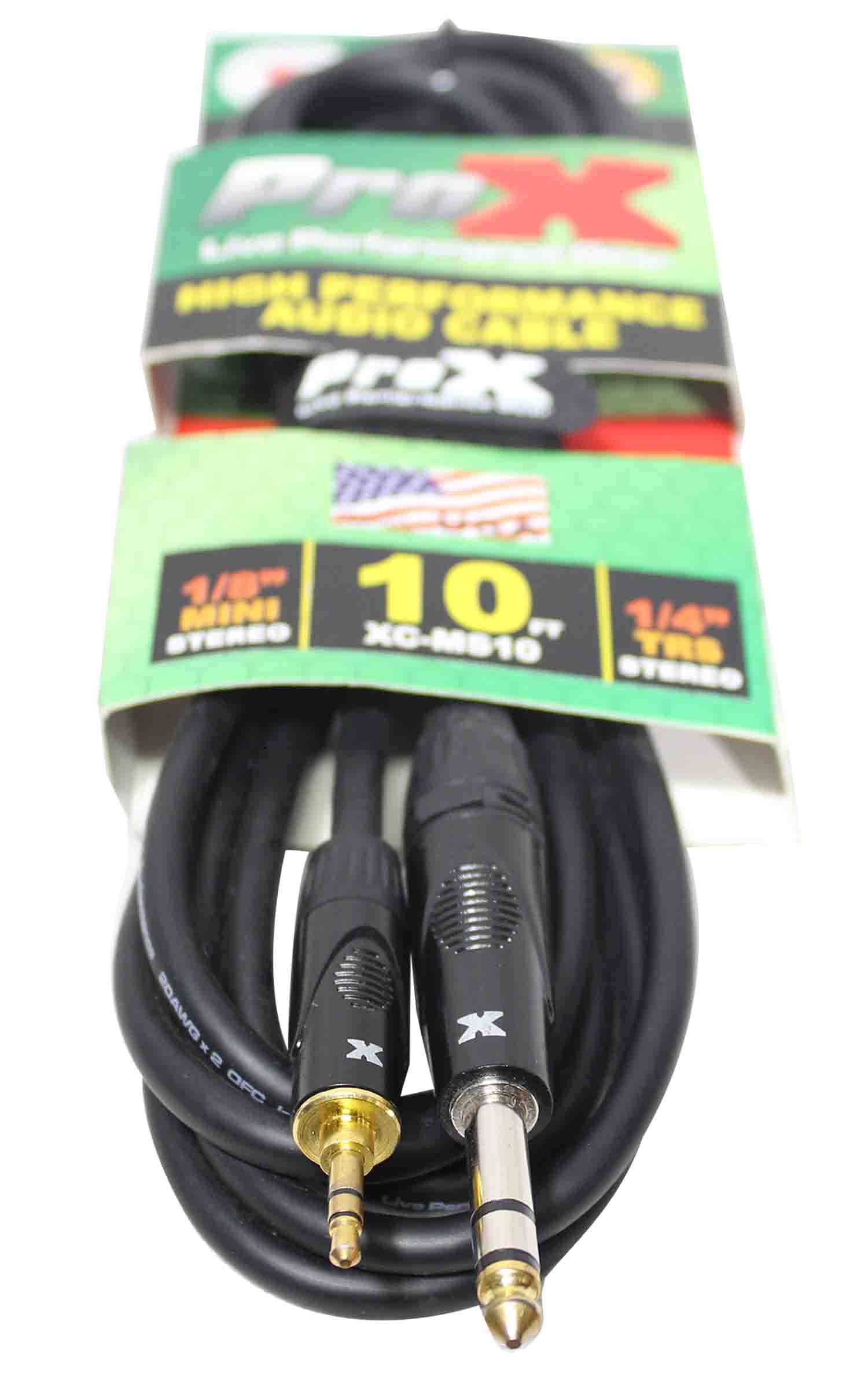 Prox XC-MS10 Balanced TRS-M Mini 1/8" to TRS-M High Performance Audio Cable - 10 Feet - Hollywood DJ